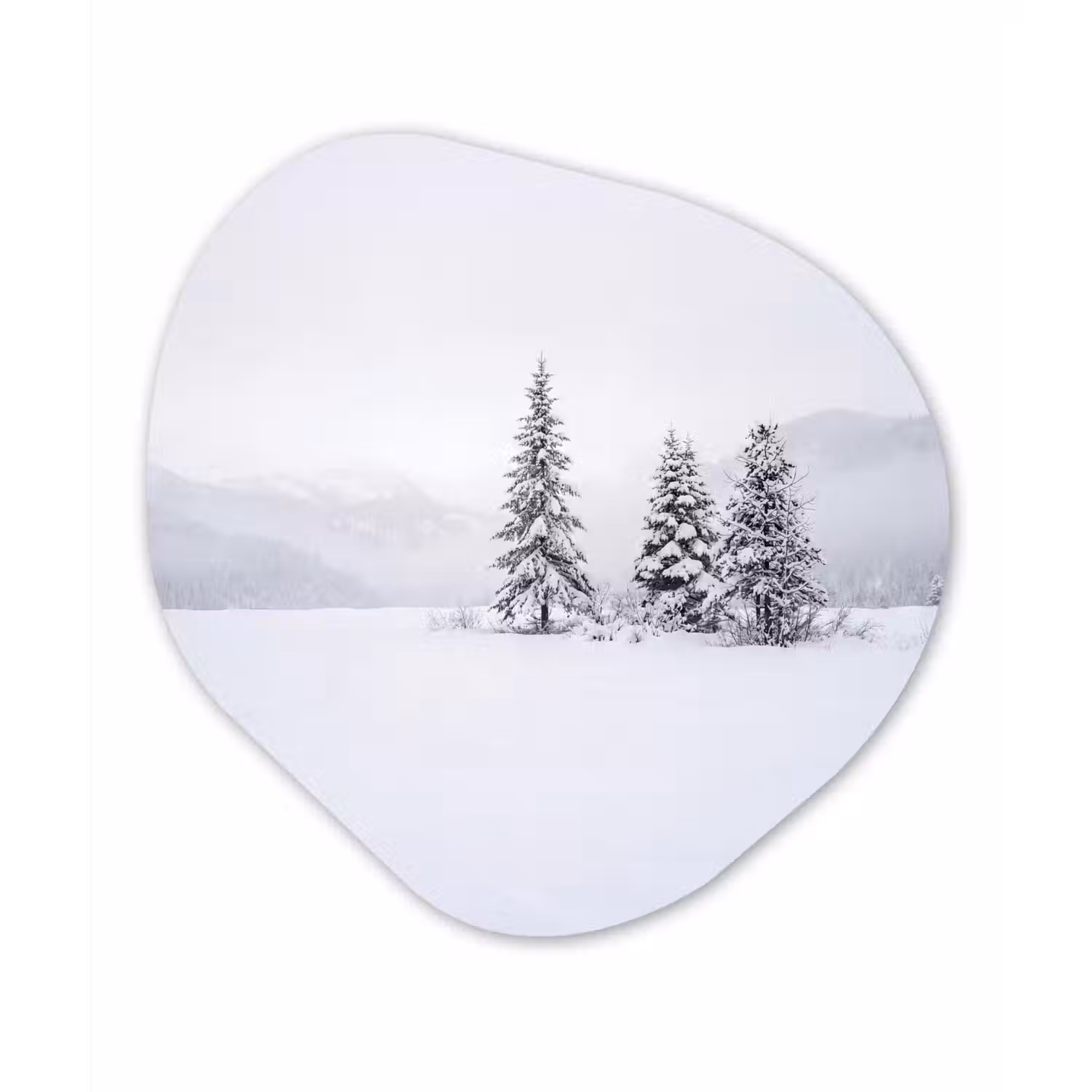 Fijnsparren - Sneeuw - Winter - Landschap - Stilte Wandcirkel Organisch Forex 3mm klein -3d