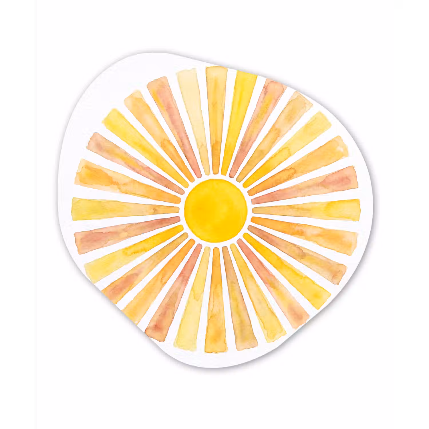 Zon - Stralen - Aquarel - Geel - Abstract Wandcirkel Organisch Forex 3mm klein -3d
