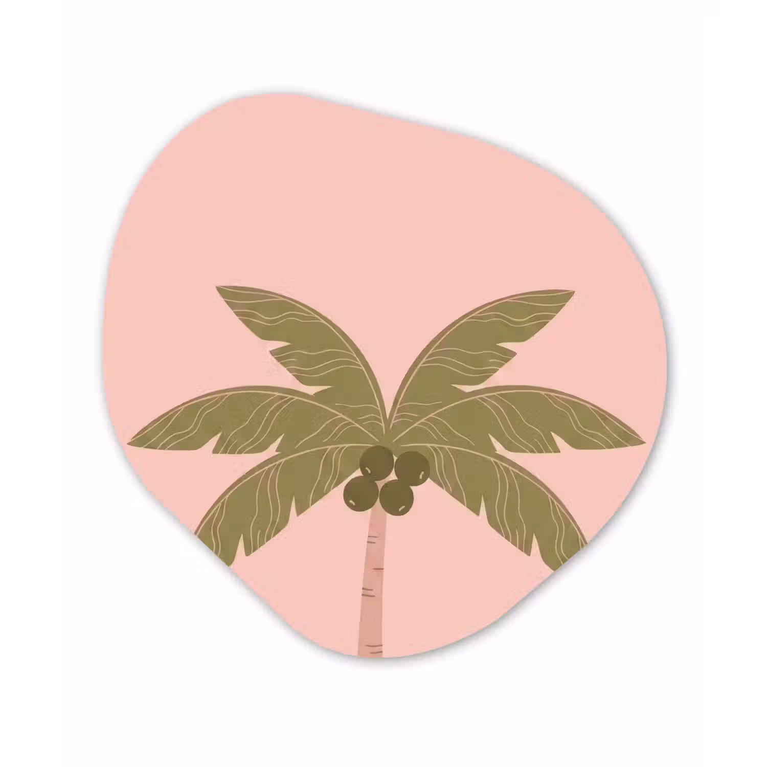 Boom - Palm - Natuur - Illustratie - Roze Wandcirkel Organisch Forex 3mm klein -3d