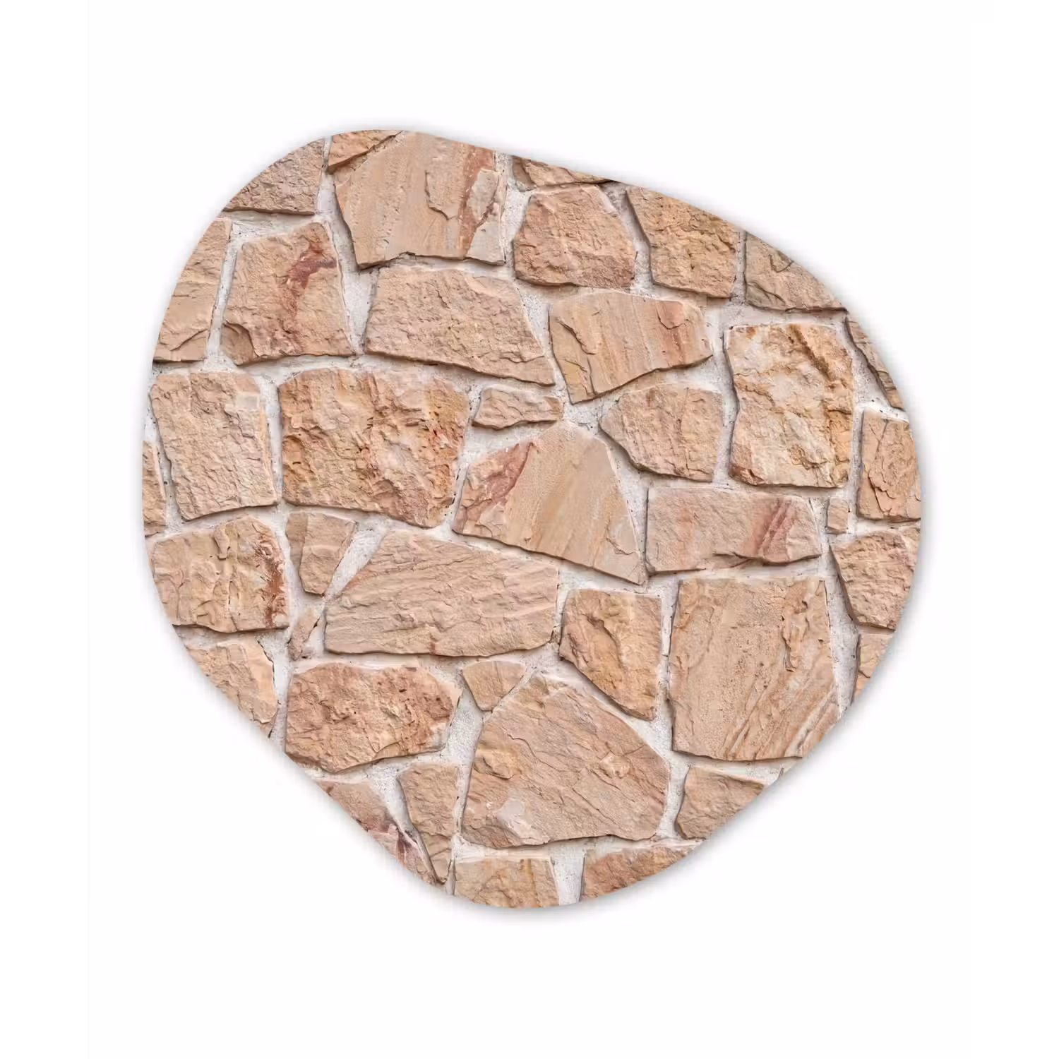 Muur - Steen - Patroon - Rustiek - Beige Wandcirkel Organisch Forex 3mm klein -3d