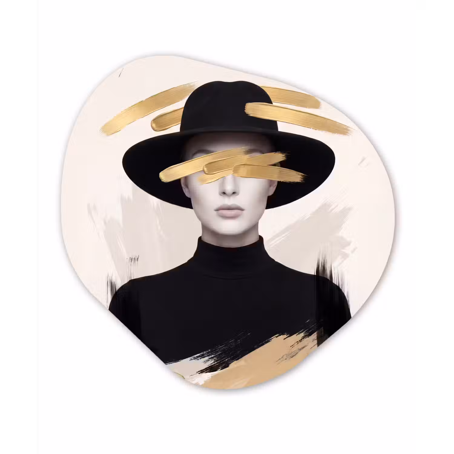 Vrouw - Portret - Modern - Goud - Kunst Wandcirkel Organisch Forex 3mm klein -3d