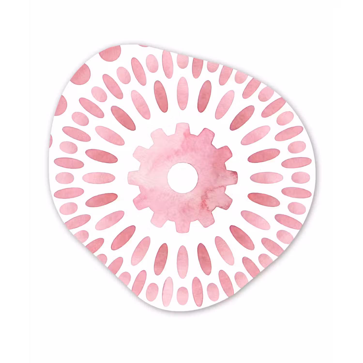 Abstract - Vormen - Patroon - Aquarel - Roze Wandcirkel Organisch Aluminium middel -3d