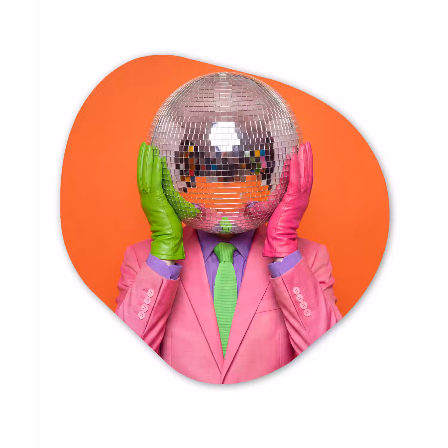 Kunst - Disco bal - Kleurrijk - Modern - Studio Wandcirkel Organisch Aluminium middel -3d