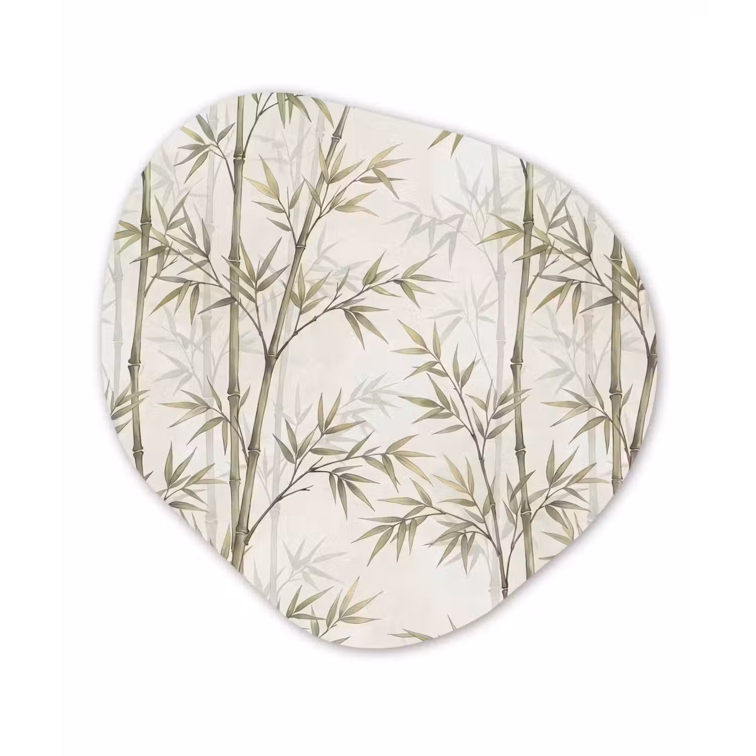 Bamboe - Bladeren - Natuur - Aquarel - Groen Wandcirkel Organisch Aluminium middel -3d