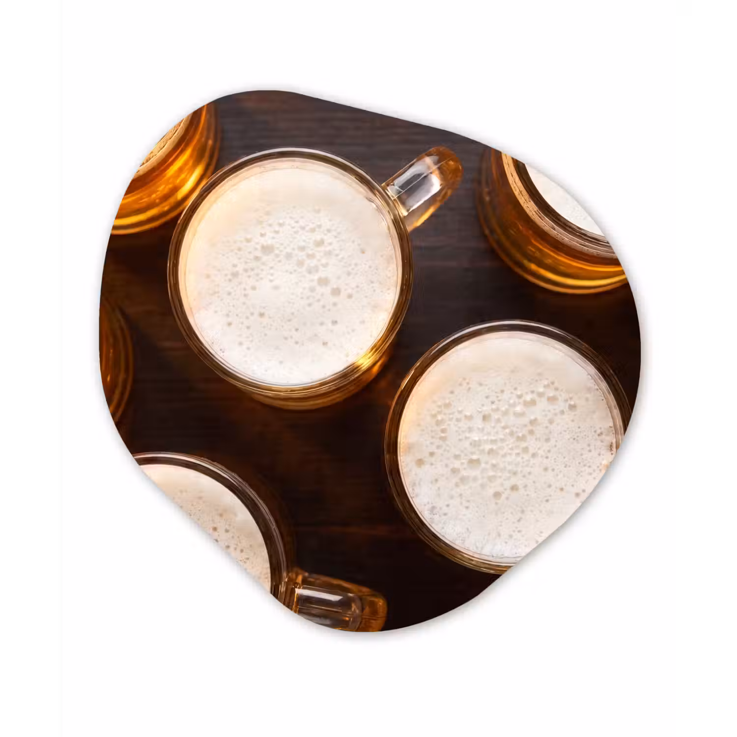 Bier - Glazen - Schuim - Hout - Drank Wandcirkel Organisch Aluminium middel -3d