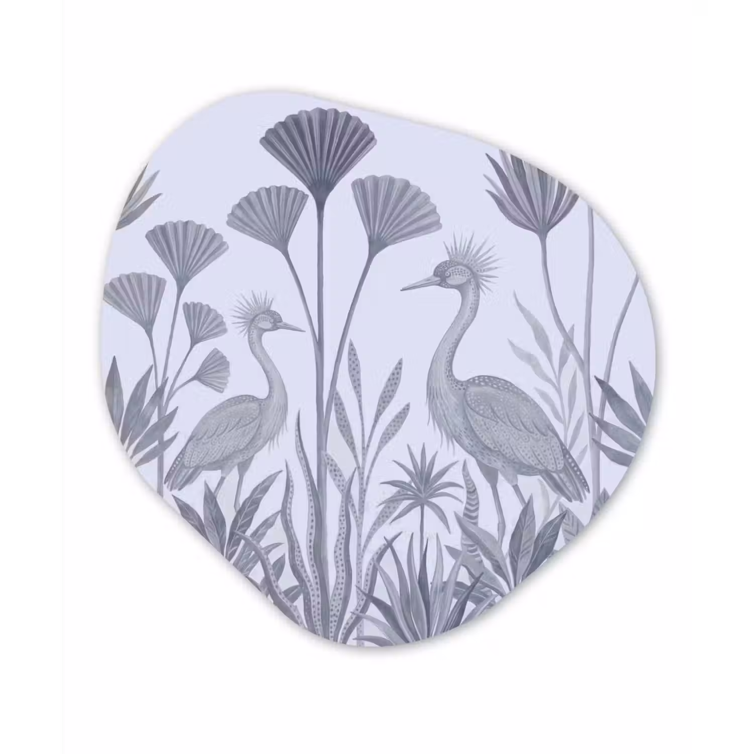 Vogel - Tropisch - Illustratie - Blauwgrijs - Natuur Wandcirkel Organisch Aluminium middel -3d