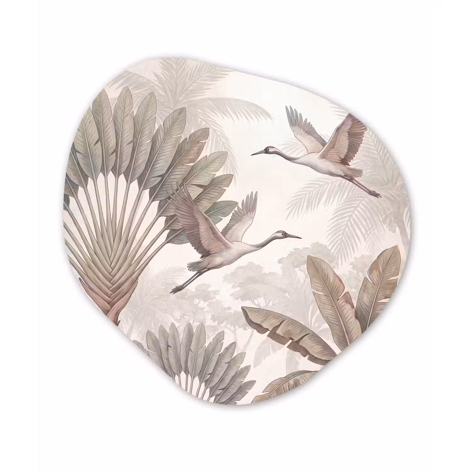 Vogel - Tropisch - Jungle - Natuur - Beige Wandcirkel Organisch Aluminium middel -3d