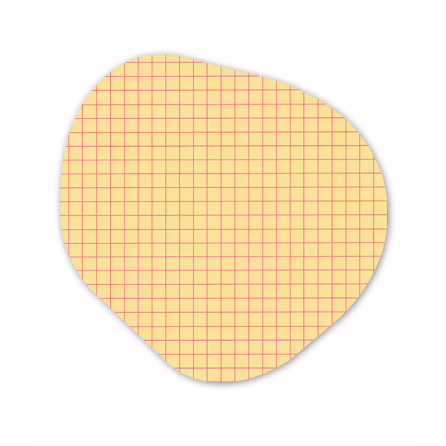 Ruitjes - Grid - Minimalistisch - Geel - Roze Wandcirkel Organisch Aluminium middel 851 -3d