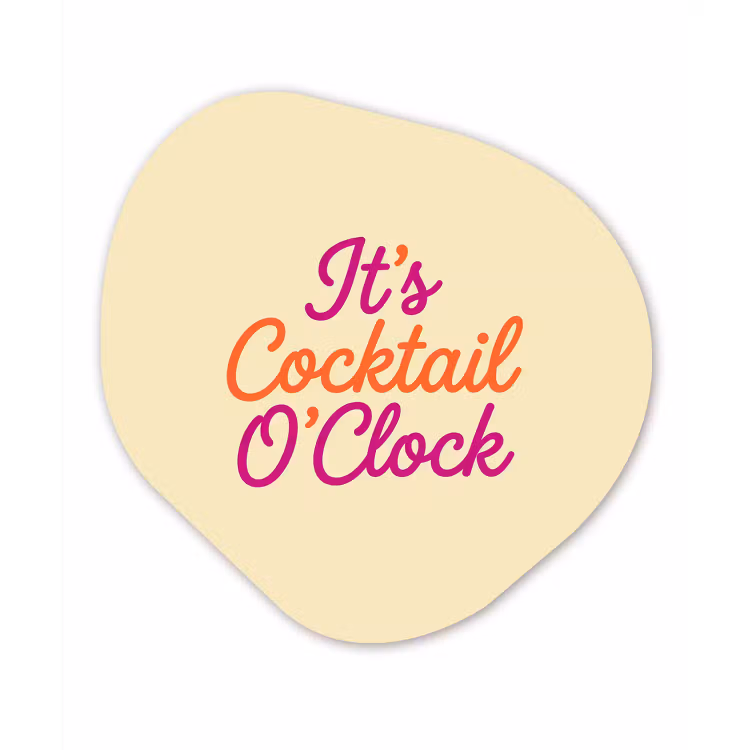 Cocktail O'Clock - Geel - Retro Wandcirkel Organisch Aluminium middel -3d