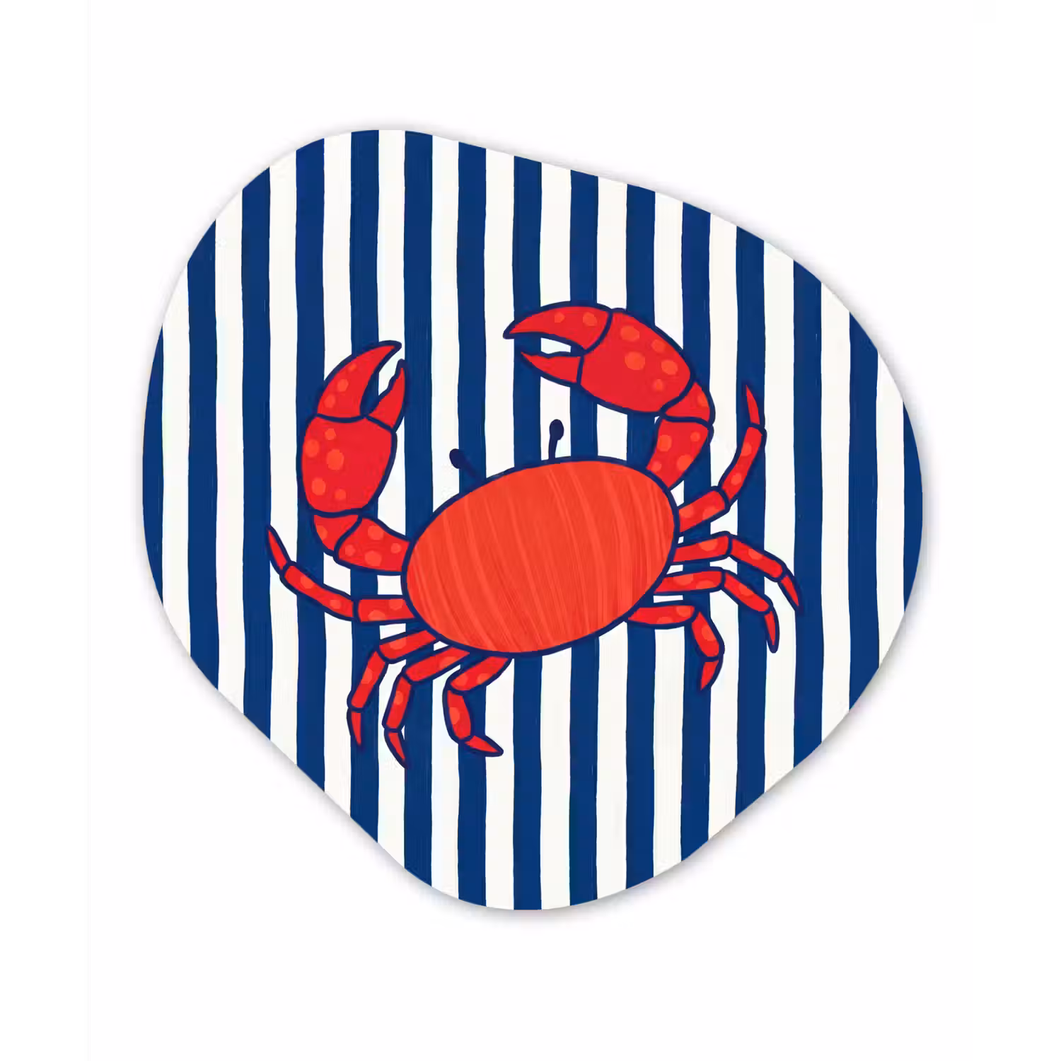 Krab - Strepen - Zeeleven - Illustratie - Rood Wandcirkel Organisch Aluminium middel -3d
