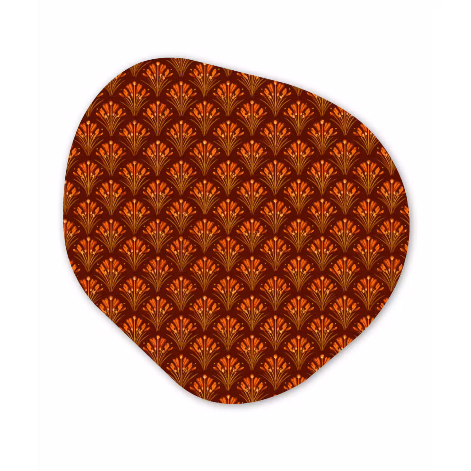 Waaiers - Art Deco - Botanisch - Roestbruin - Oranje Wandcirkel Organisch Aluminium middel 851 -3d