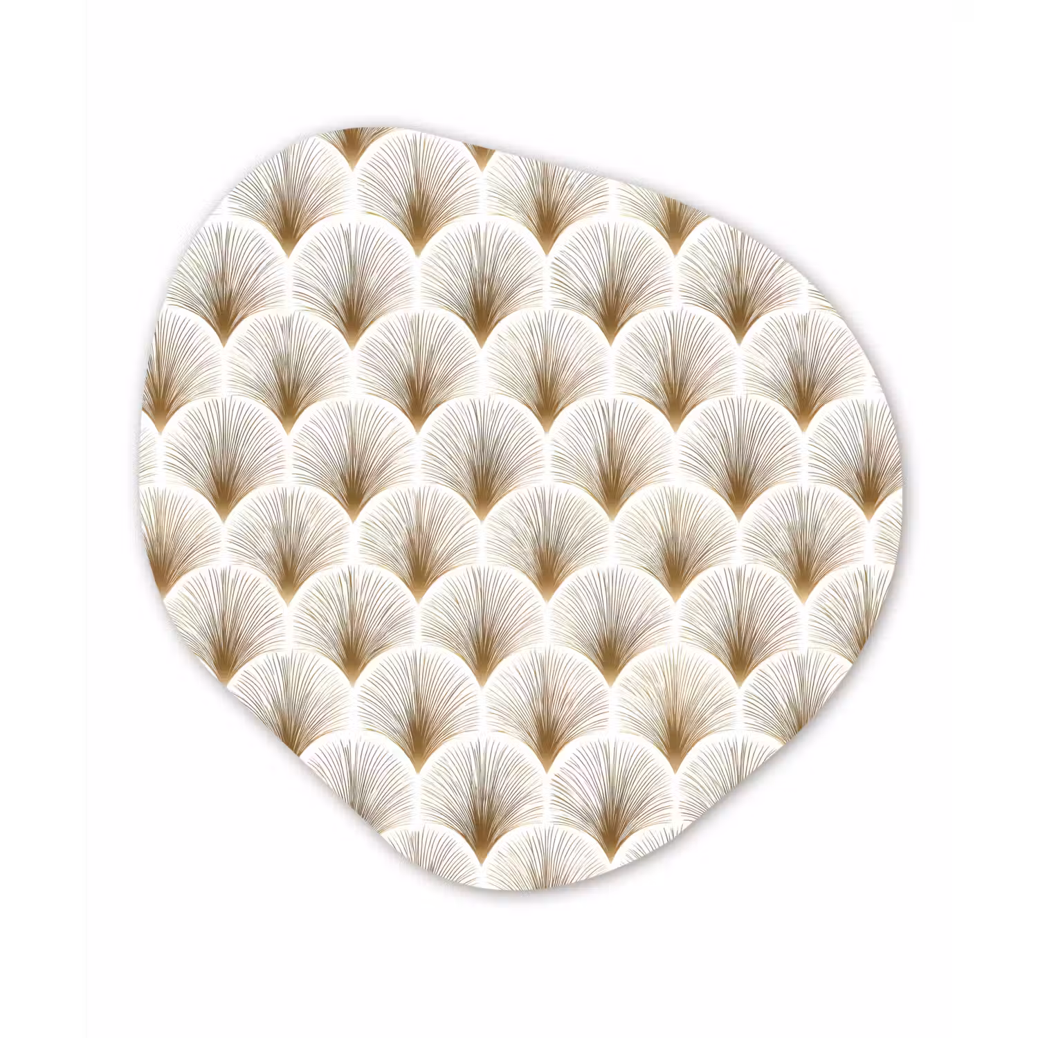 Waaiers - Art Deco - Elegant - Goud - Wit Wandcirkel Organisch Aluminium middel 851 -3d