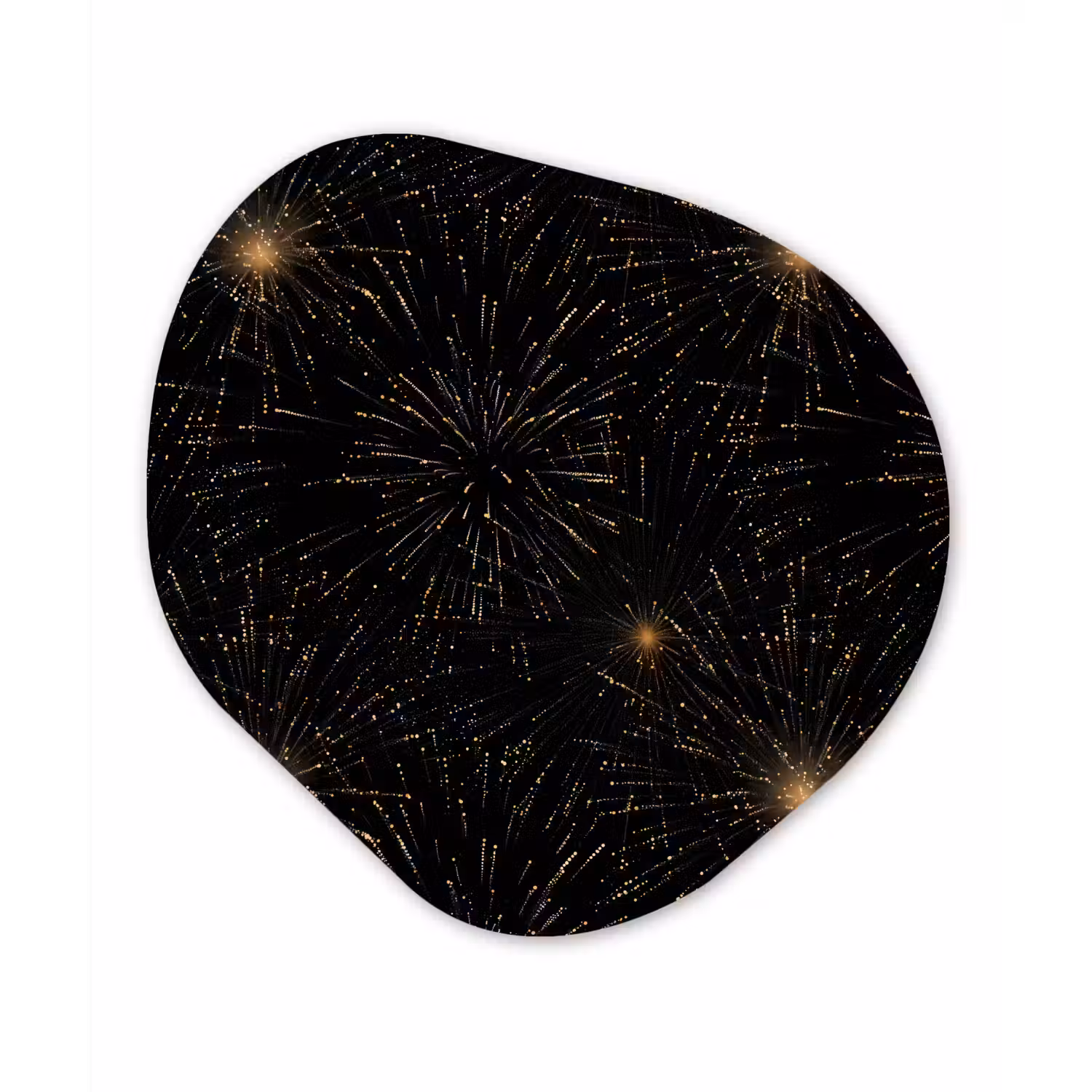 Vuurwerk - Patroon - Feestelijk - Goud - Zwart Wandcirkel Organisch Aluminium middel 851 -3d