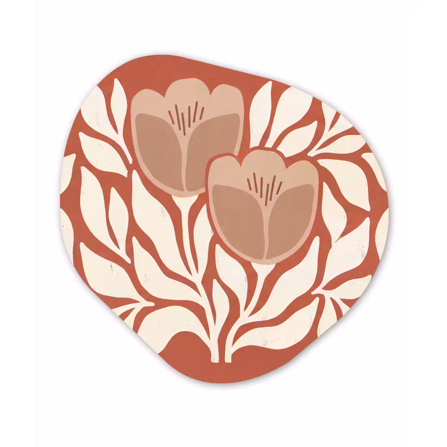 Bloemen - Abstract - Modern - Beige - Natuur Wandcirkel Organisch Aluminium middel -3d