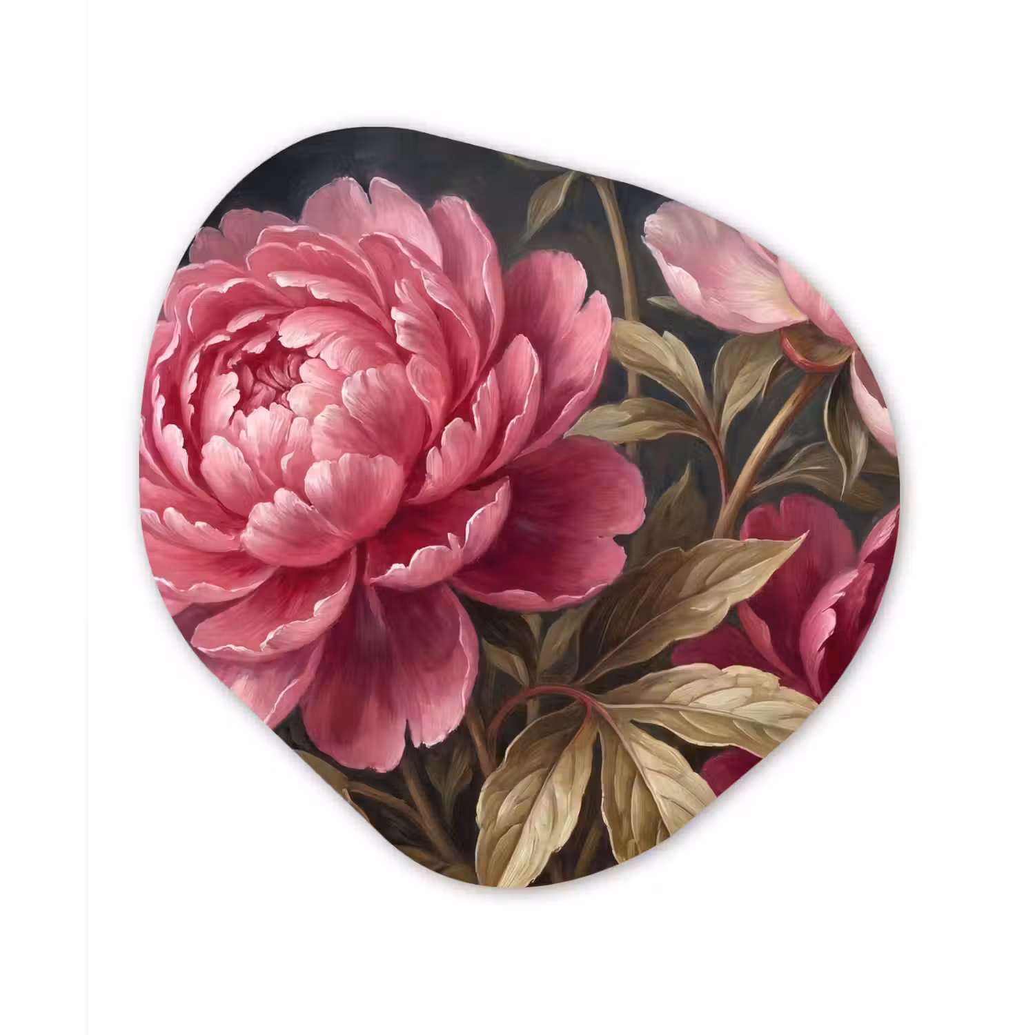 Bloemen - Roze - Klassiek - Natuur Wandcirkel Organisch Aluminium middel -3d
