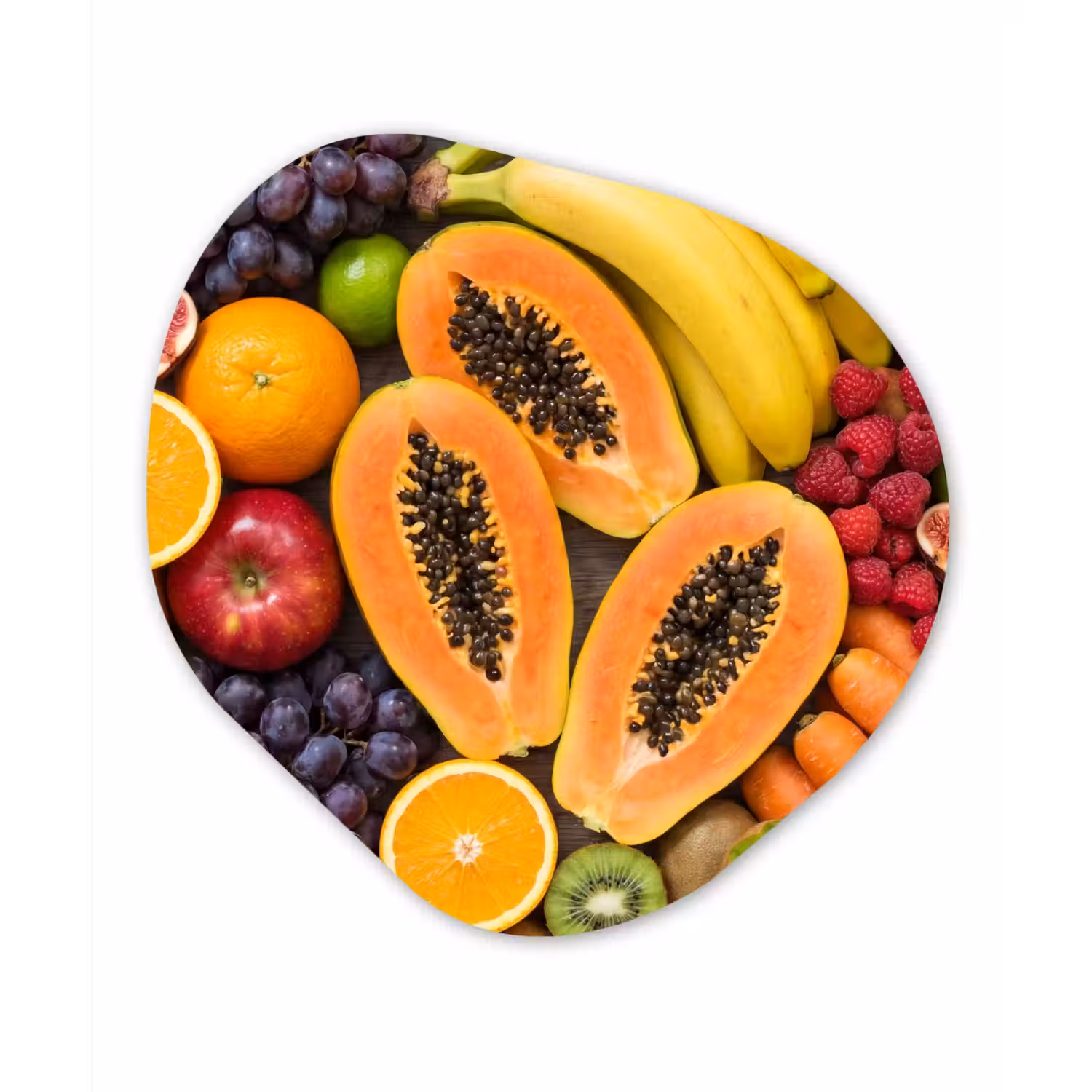 Eten - Fruit - Groenten - Vers - Kleurrijk Wandcirkel Organisch Aluminium middel -3d