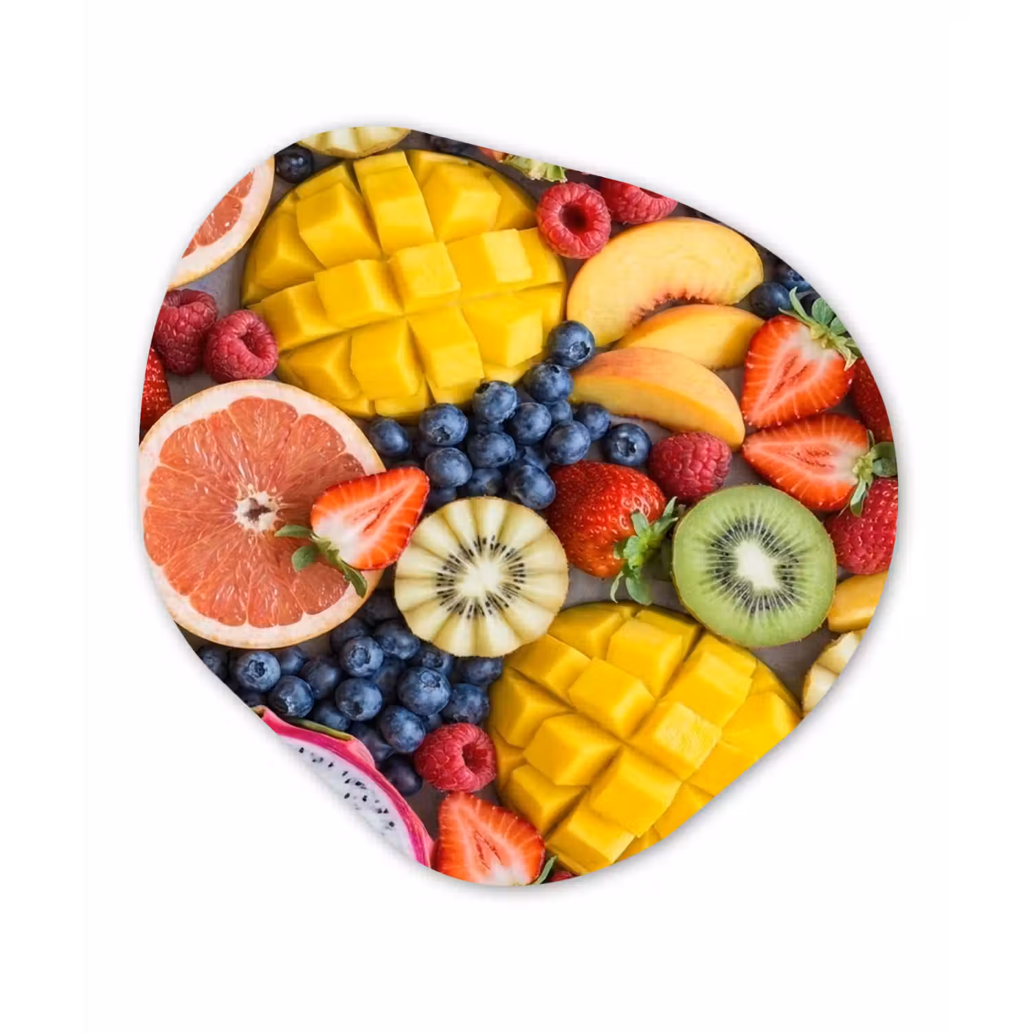 Fruit - Versneden - Kleurrijk - Eten - Gezond Wandcirkel Organisch Aluminium middel -3d