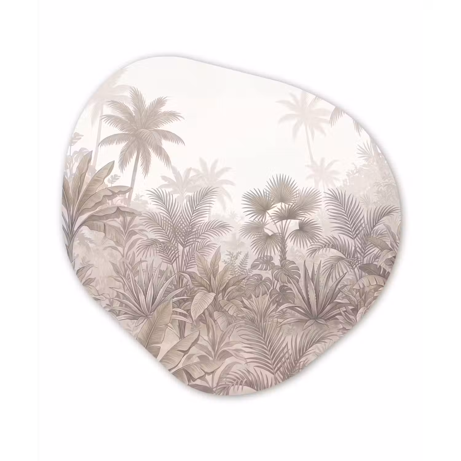 Jungle - Tropisch - Natuur -Vintage - Beige Wandcirkel Organisch Aluminium middel -3d