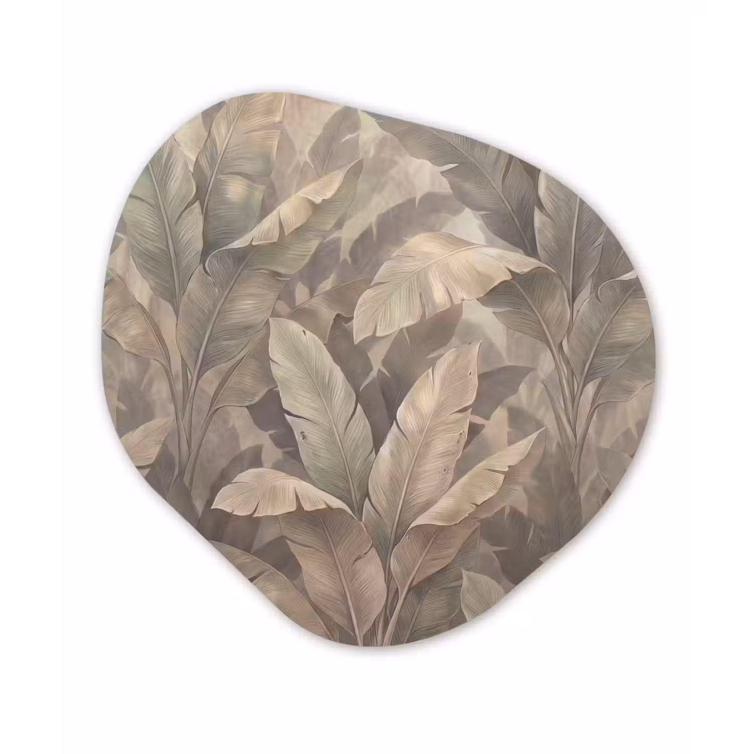 Bladeren - Tropisch - Natuur - Modern - Beige Wandcirkel Organisch Aluminium middel -3d
