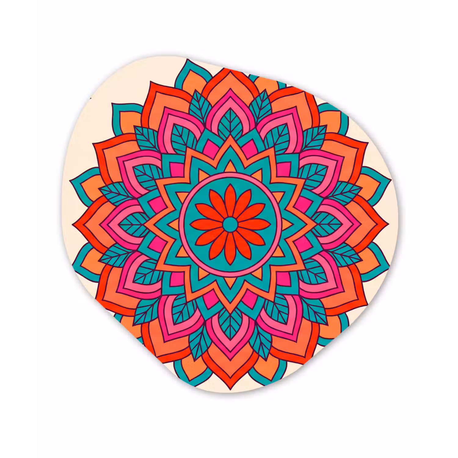 Mandala - Patroon - Abstract - Kleurrijk - Modern Wandcirkel Organisch Aluminium middel -3d