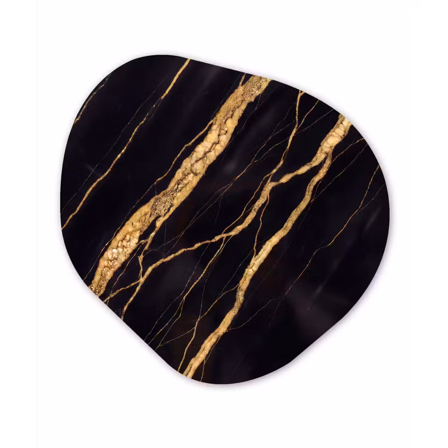 Marmer - Goud - Textuur - Abstract - Zwart Wandcirkel Organisch Aluminium middel -3d