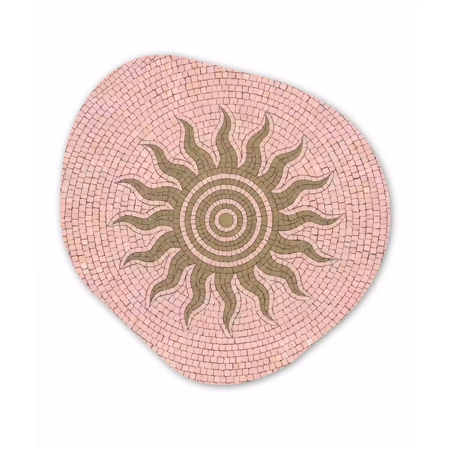 Mozaïek - Zon - Patroon - Klassiek - Roze Wandcirkel Organisch Aluminium middel -3d