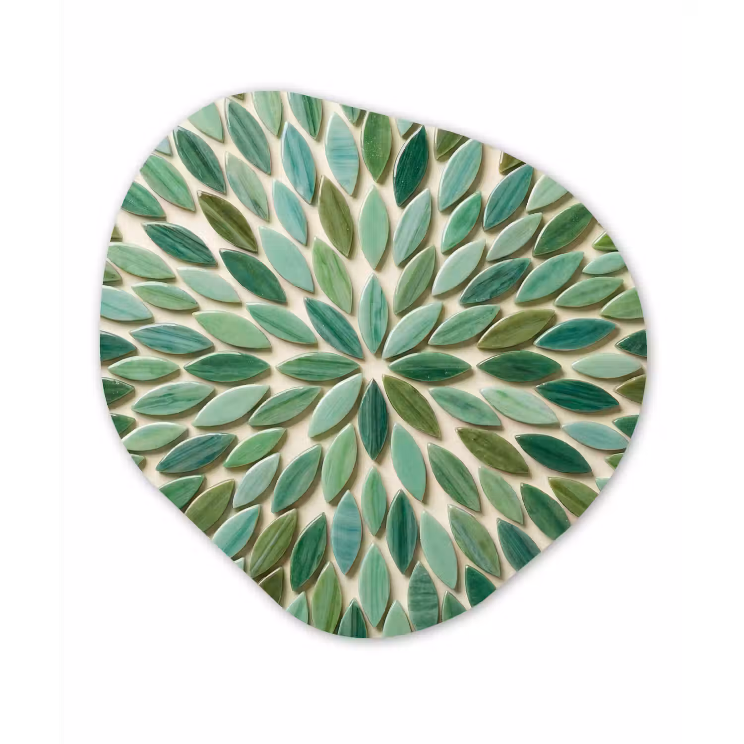 Patroon - Blad - Groen - Abstract Wandcirkel Organisch Aluminium middel -3d