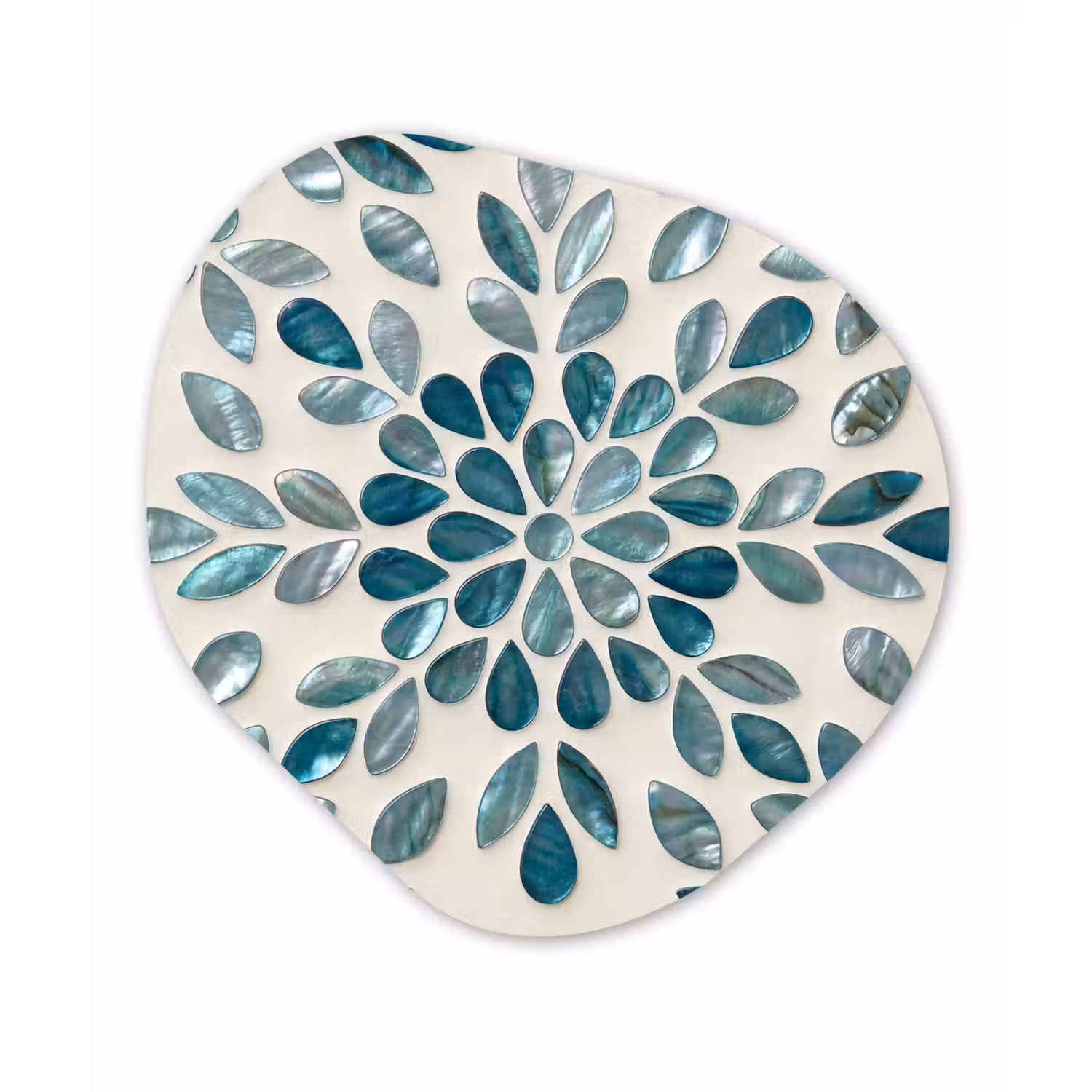 Patroon - Bladeren - Abstract - Modern - Turquoise Wandcirkel Organisch Aluminium middel -3d