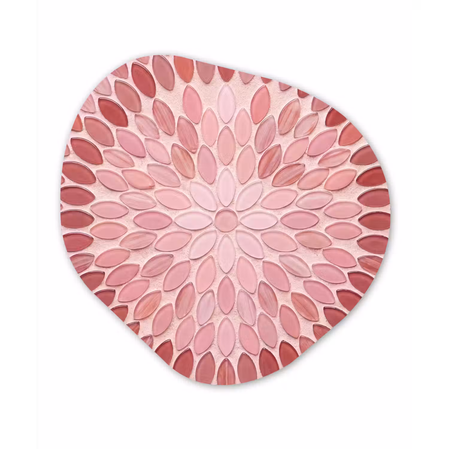 Patroon - Mozaïek - Ovaal - Abstract - Roze Wandcirkel Organisch Aluminium middel -3d