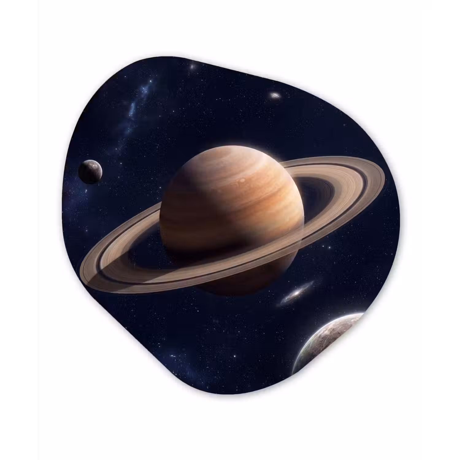 Planeten - Saturnus - Ruimte Wandcirkel Organisch Aluminium middel -3d
