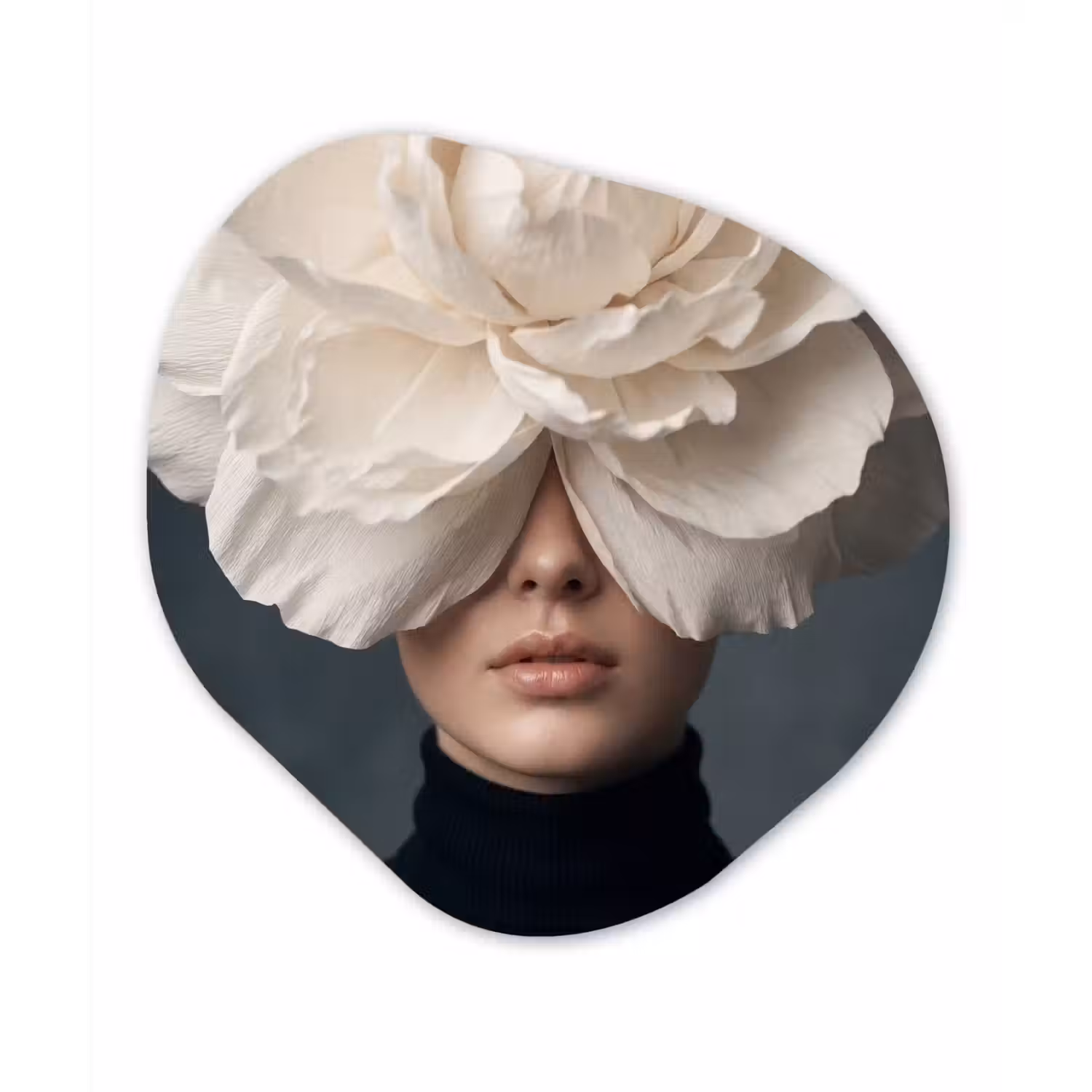 Portret - Mysterieus - Wit Wandcirkel Organisch Aluminium middel -3d