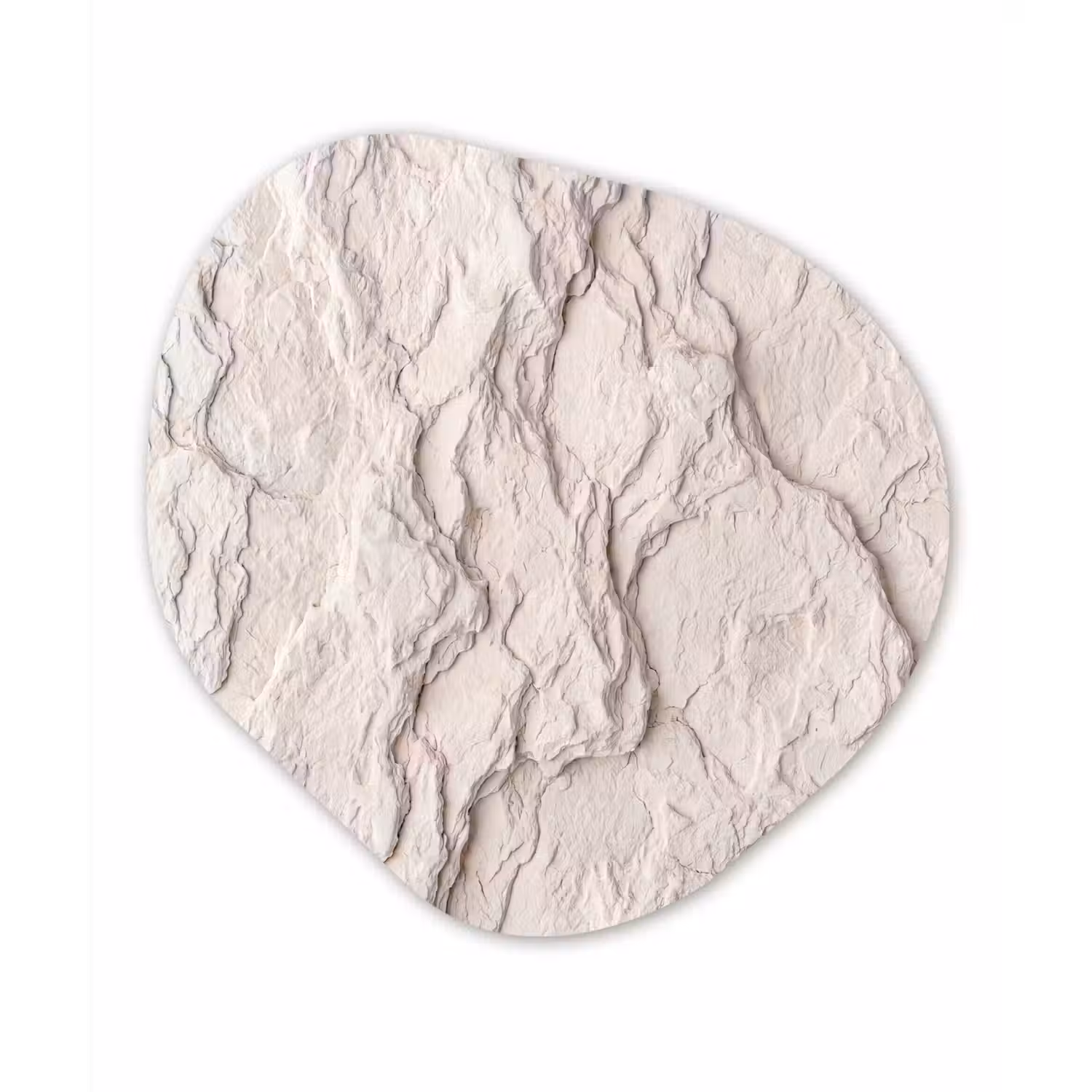 Rots - Structuur - Natuur - Beige - Abstract Wandcirkel Organisch Aluminium middel -3d