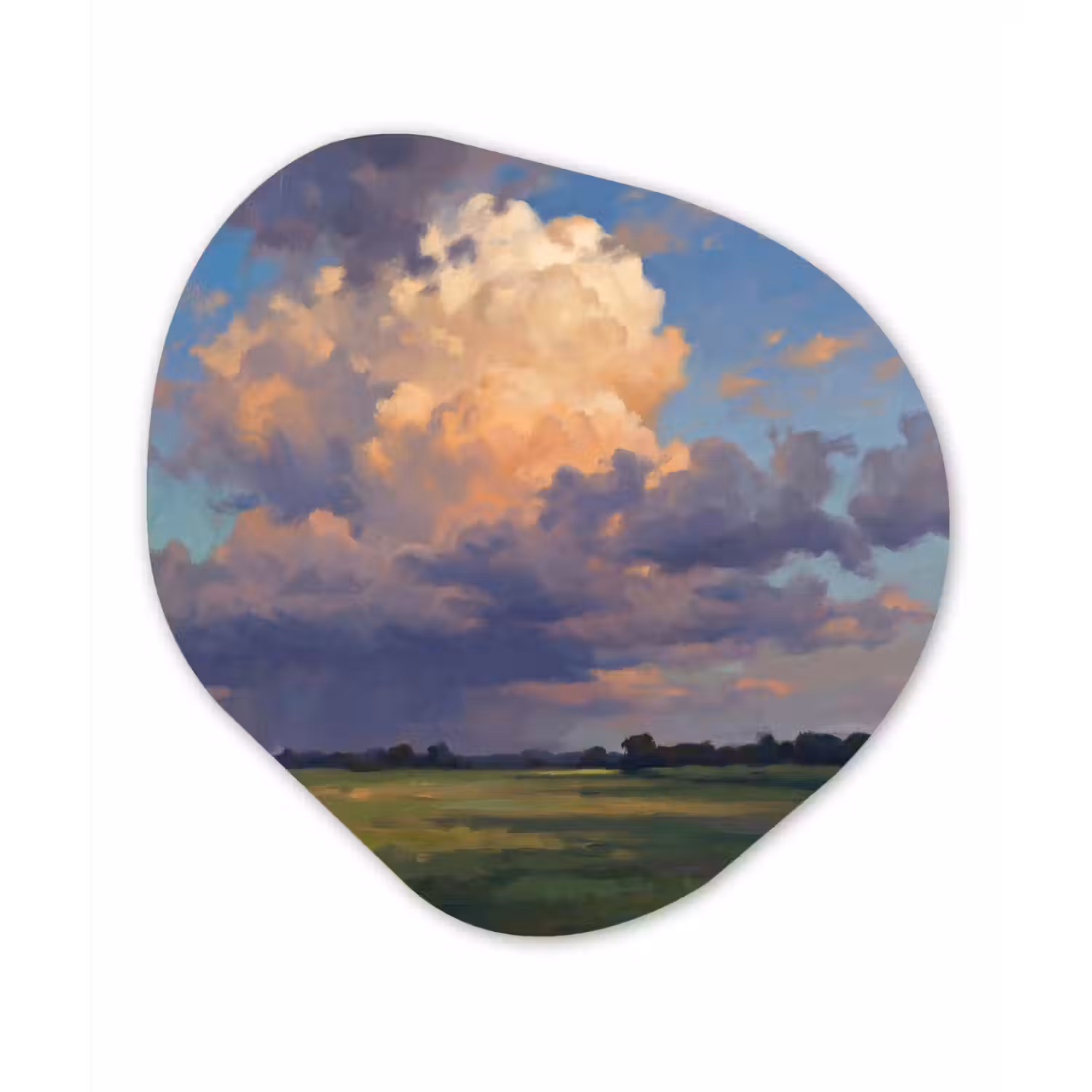 Lucht - Wolken - Landschap - Modern - Oranje Wandcirkel Organisch Aluminium middel -3d