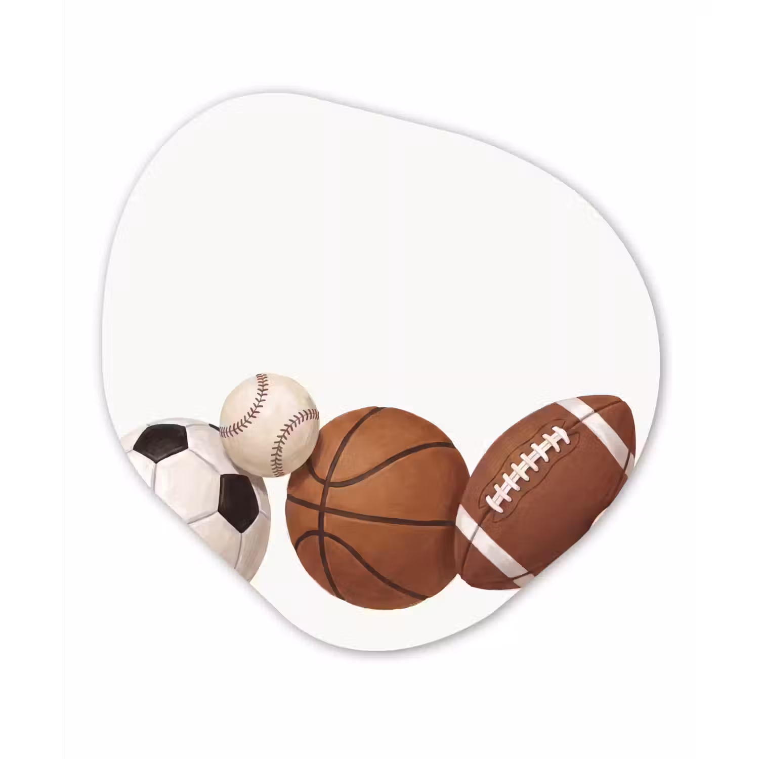 Sport - Ballen - Illustratie Wandcirkel Organisch Aluminium middel -3d