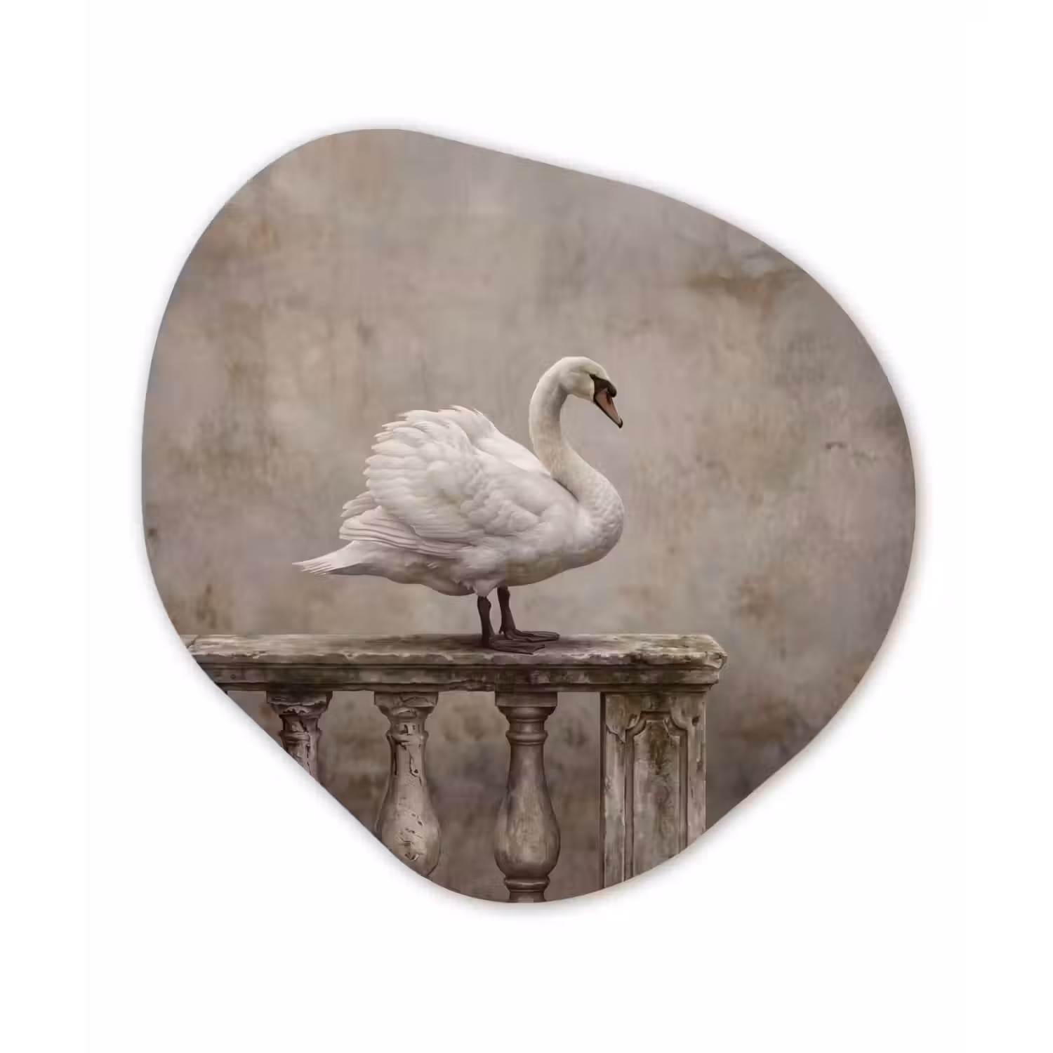 Zwaan - Elegant - Dieren - Wit Wandcirkel Organisch Aluminium middel -3d