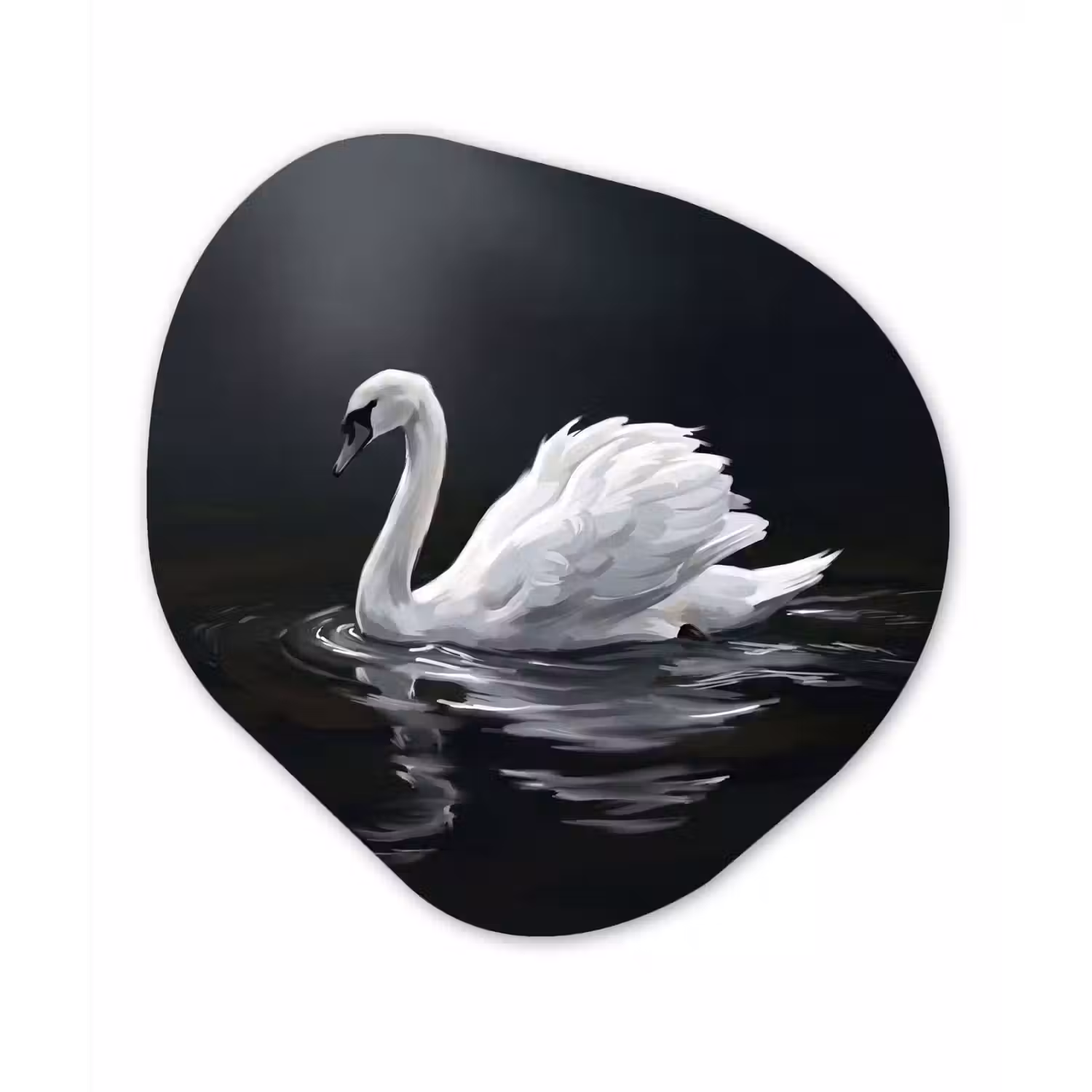 Zwaan - Water - Natuur - Realistisch - Wit Wandcirkel Organisch Aluminium middel -3d