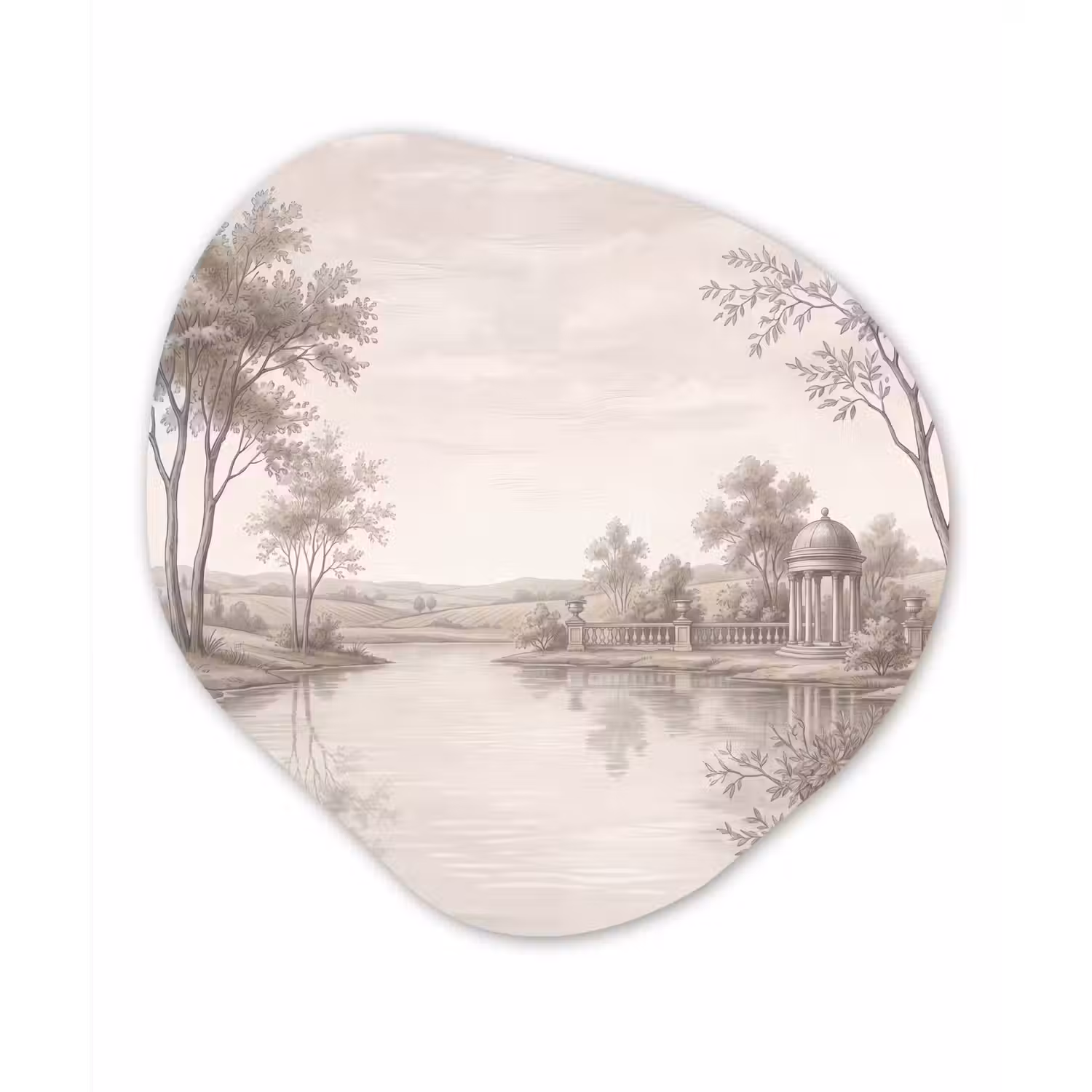 Terras - Water - Natuur - Landschap Wandcirkel Organisch Aluminium middel -3d