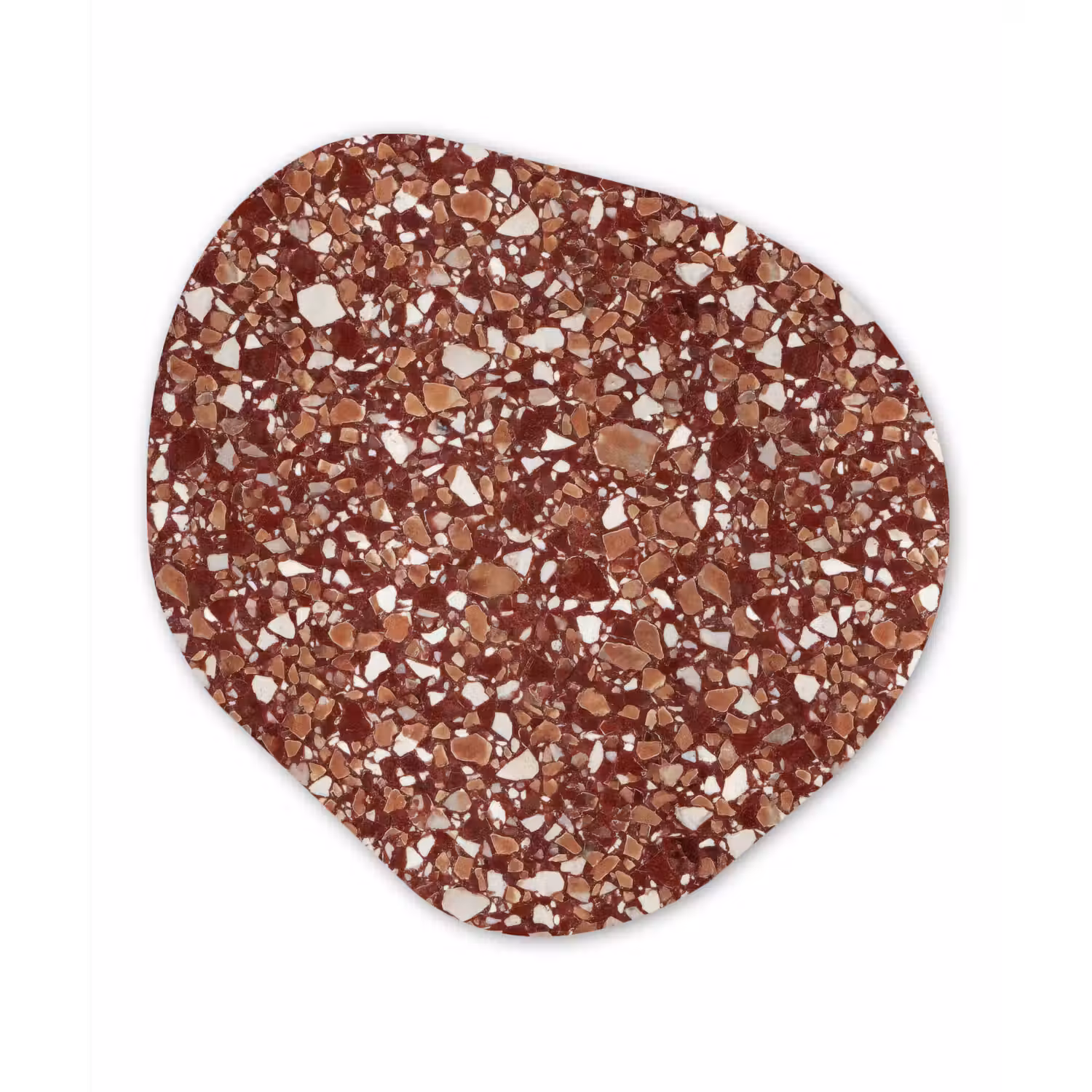 Terrazzo - Patroon - Steentextuur - Roodbruin Wandcirkel Organisch Aluminium middel 851 -3d