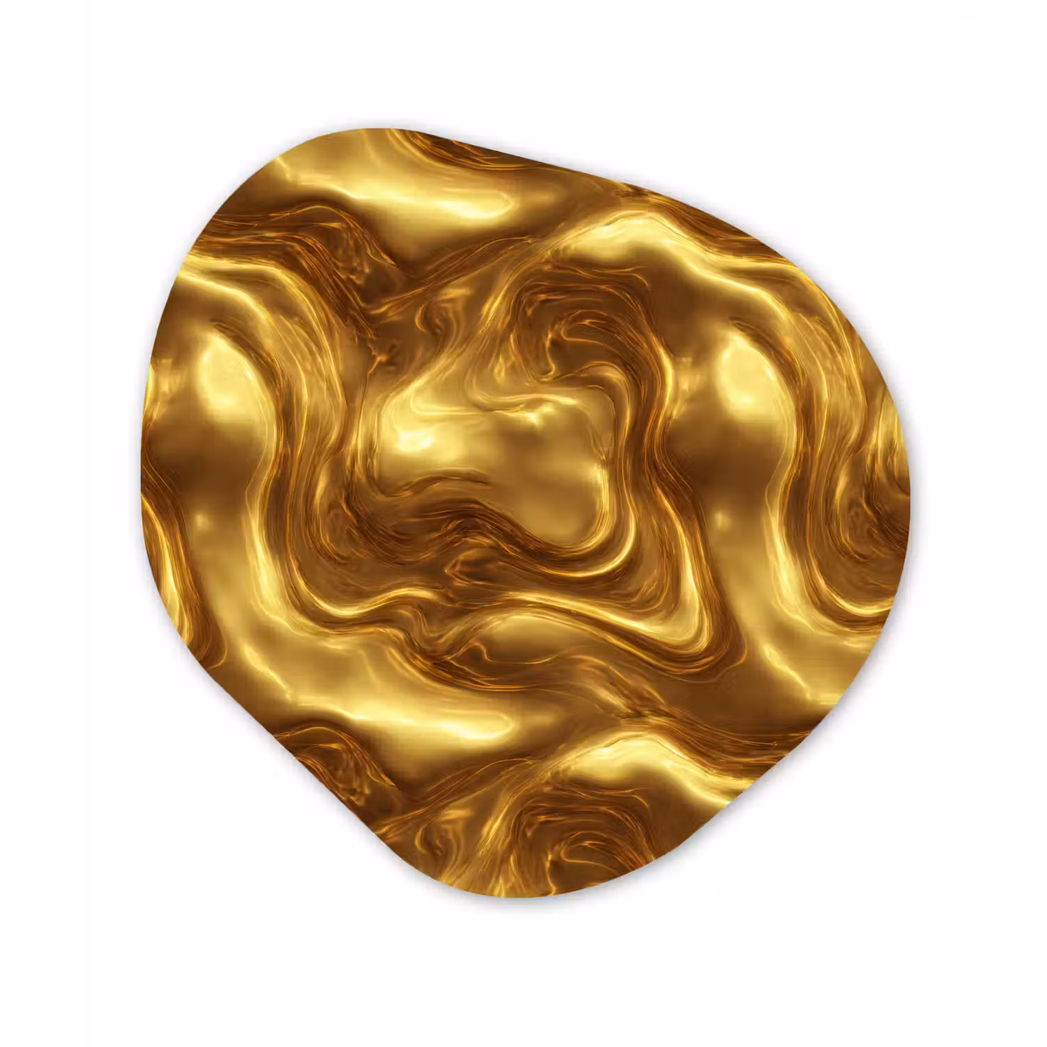 Textuur - Vloeibaar - Organisch - Goud Wandcirkel Organisch Aluminium middel 851 -3d