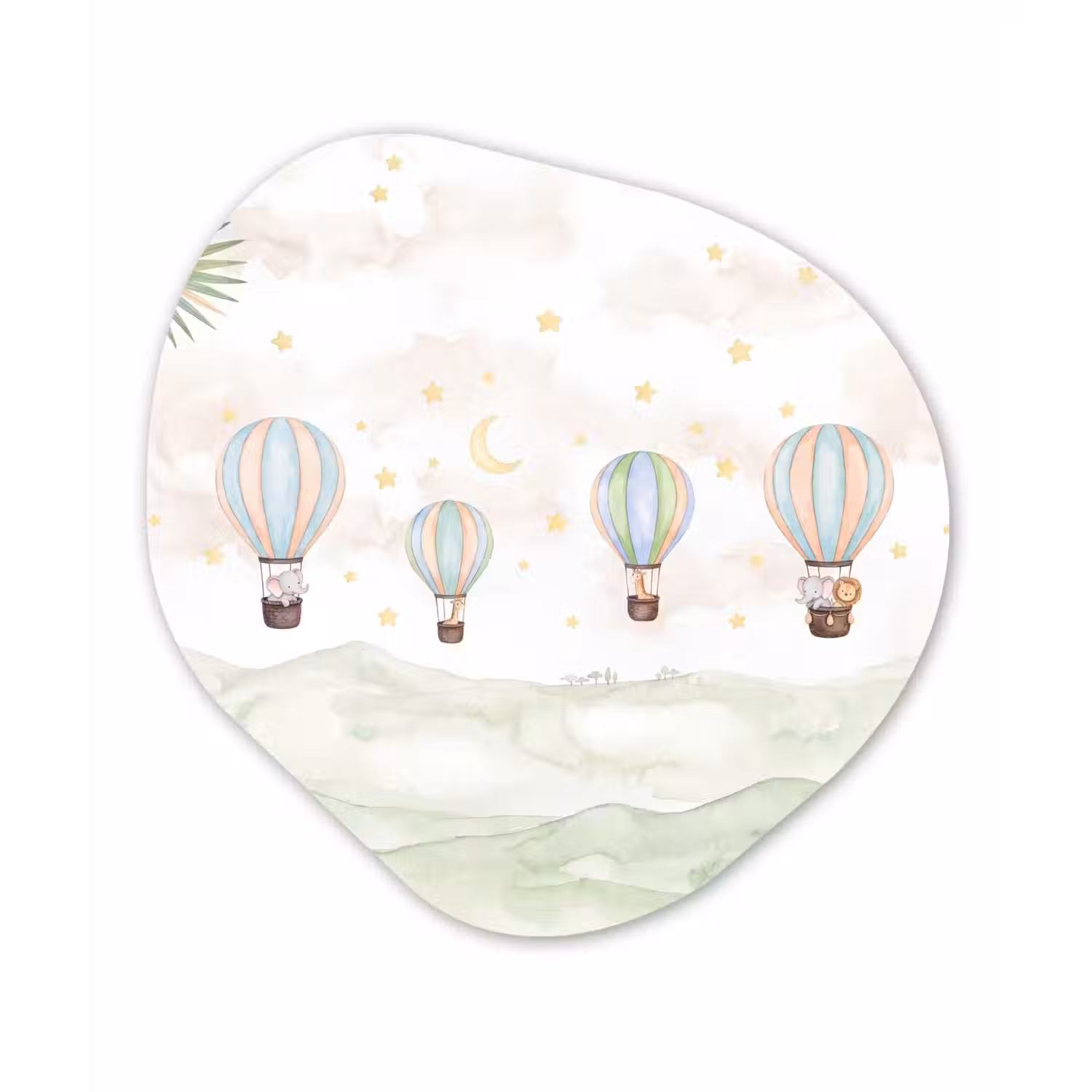 Aquarel - Luchtballonnen - Pastel Wandcirkel Organisch Aluminium middel -3d