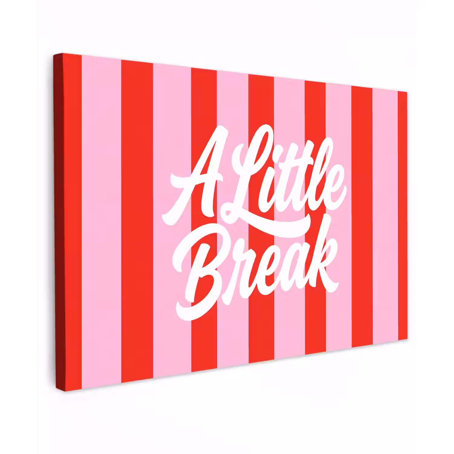A Little Break - Strepen - Rood - Roze Tuinposter op houten frame 2 cm dik klein -3d
