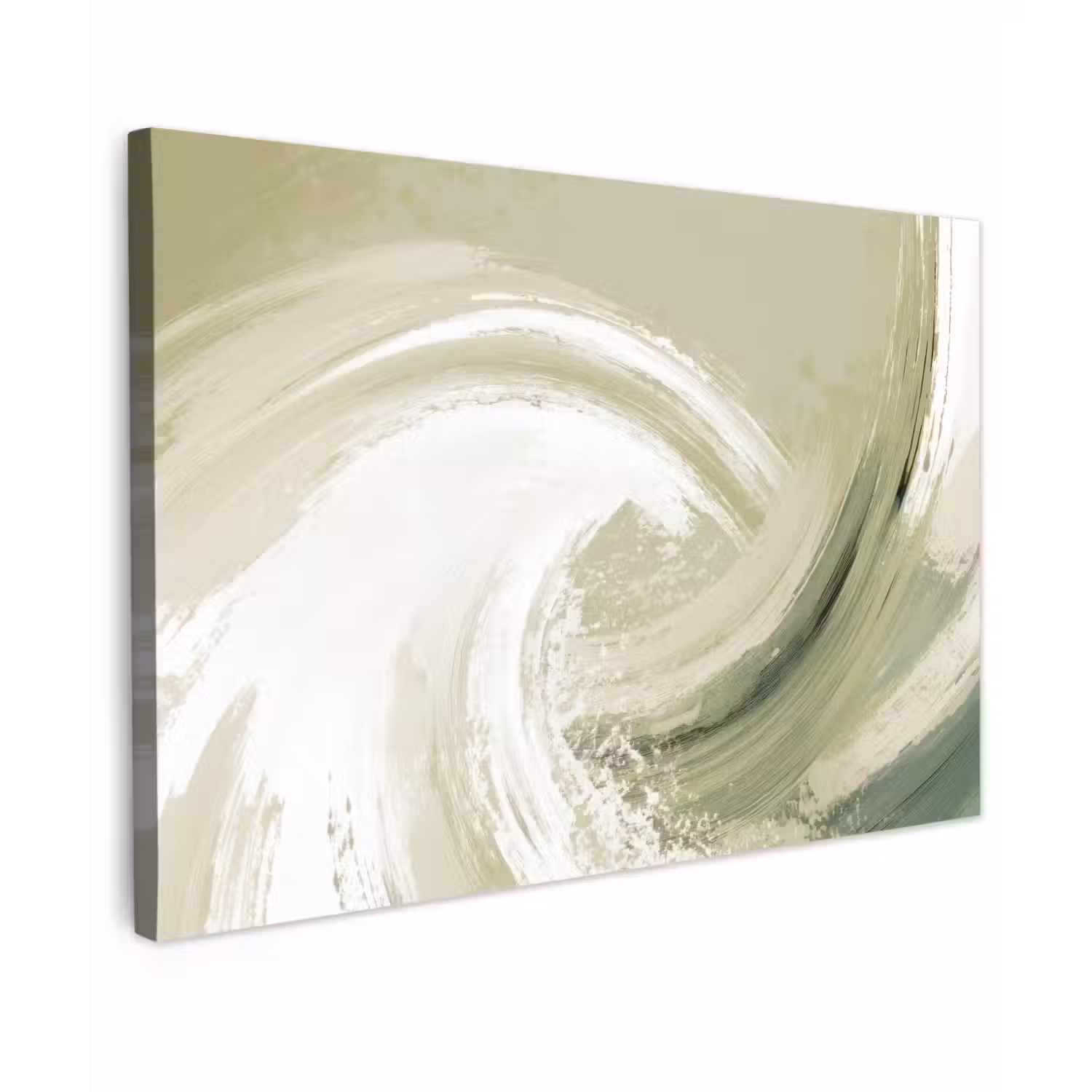 Abstract - Penseelstreken - Golven - Groen Tuinposter op houten frame 2 cm dik klein -3d