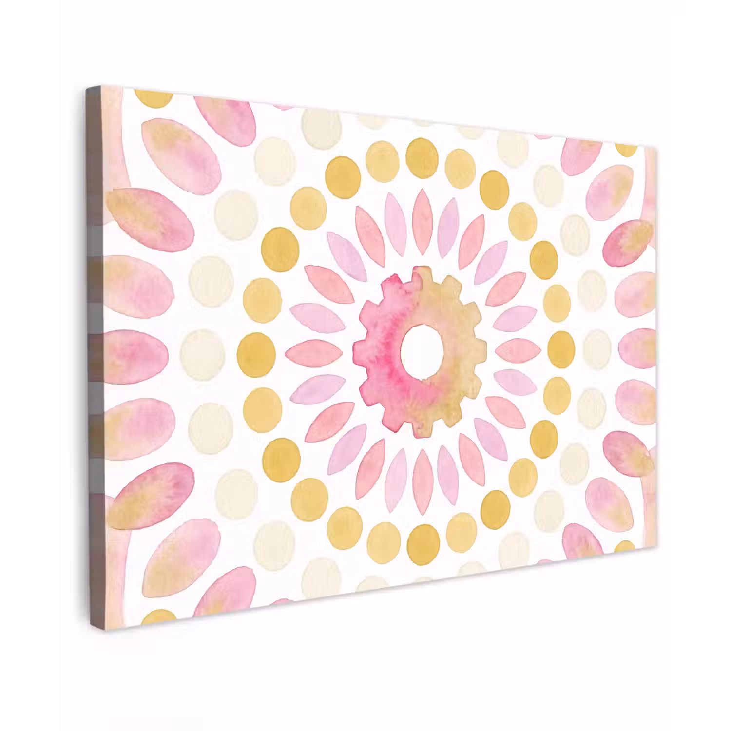 Abstract - Mandala - Kunst - Modern - Roze Tuinposter op houten frame 2 cm dik klein -3d