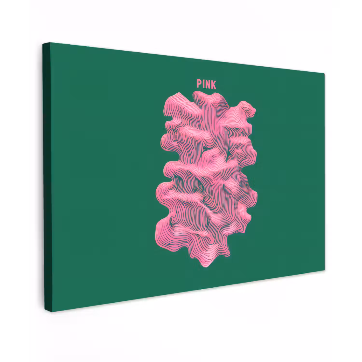 Abstract - Pink - Lijnen - Groen Tuinposter op houten frame 2 cm dik klein -3d