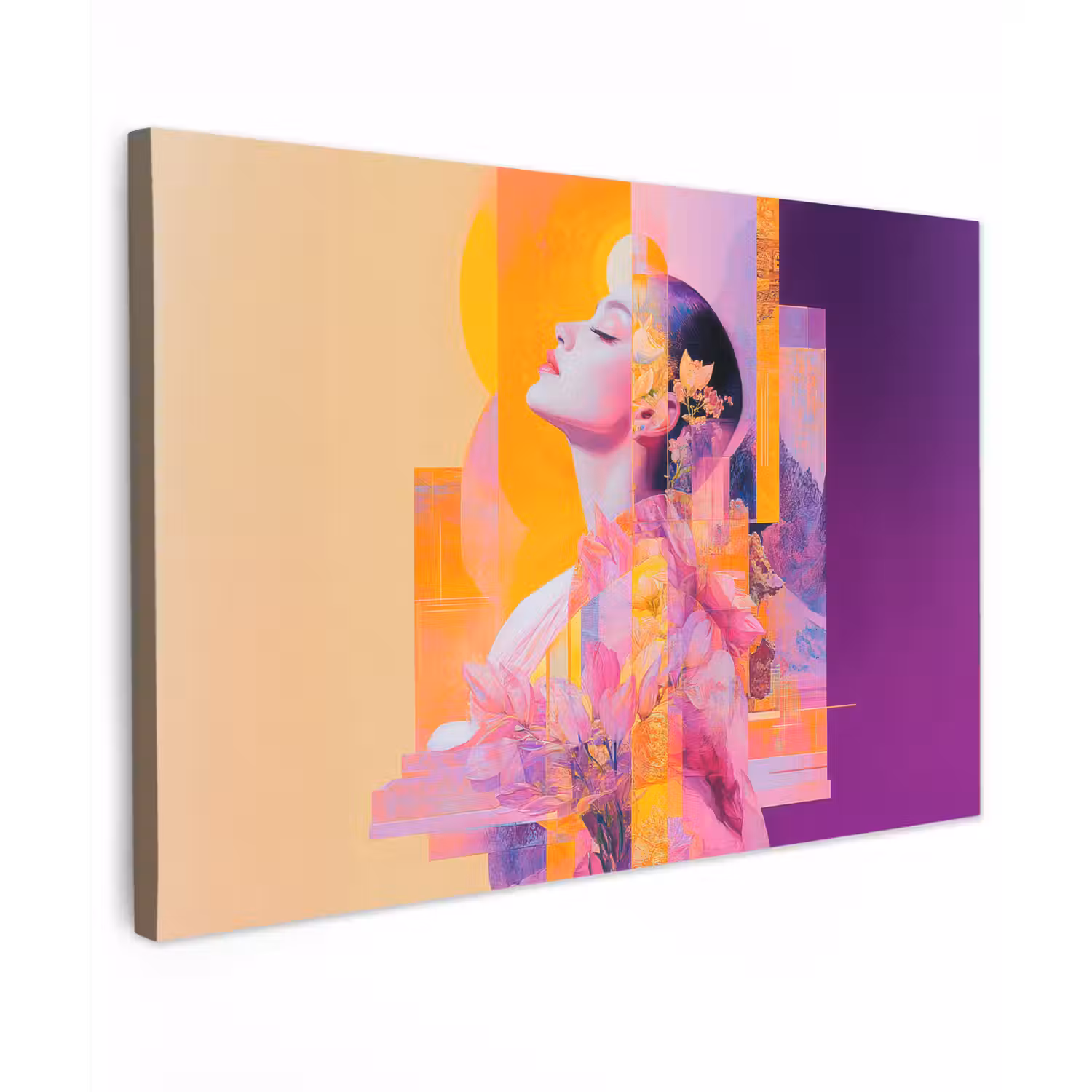Abstract - Portret - Vrouw - Kleurrijk Tuinposter op houten frame 2 cm dik klein -3d
