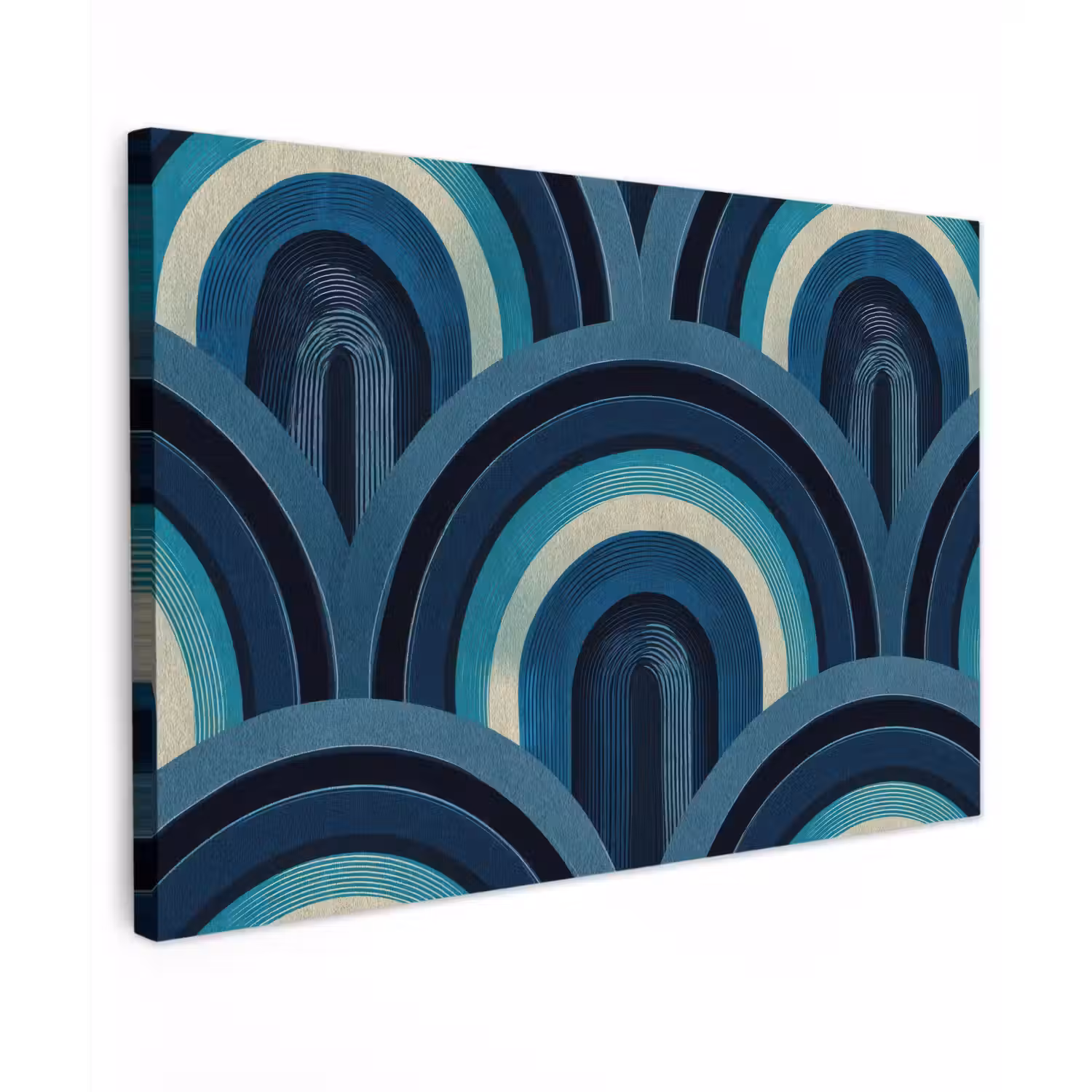 Bogen - Geometrisch - Patroon - Blauw - Retro Tuinposter op houten frame 2 cm dik klein 845 -3d