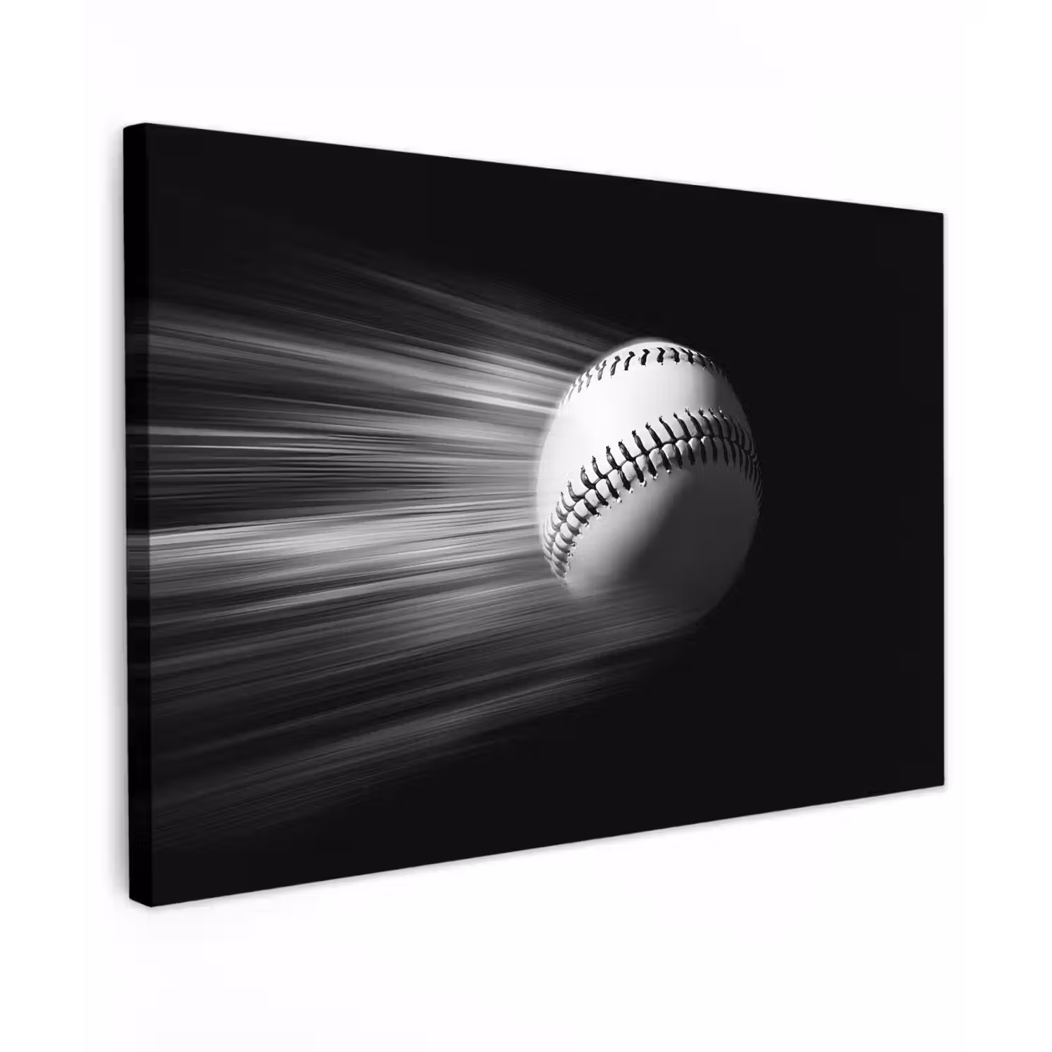 Honkbal - Wit - Vliegt Tuinposter op houten frame 2 cm dik klein -3d