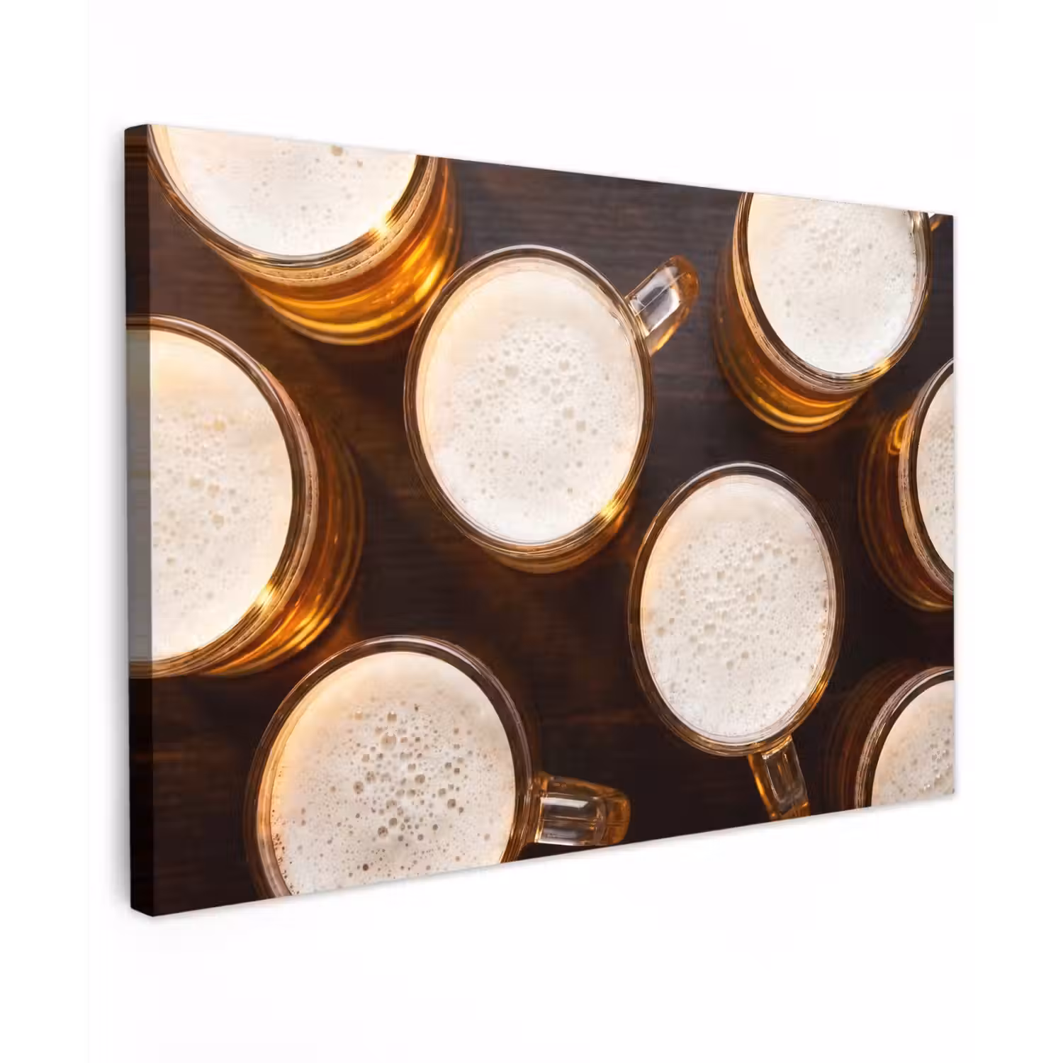 Bier - Glazen - Schuim - Hout - Drank Tuinposter op houten frame 2 cm dik klein -3d
