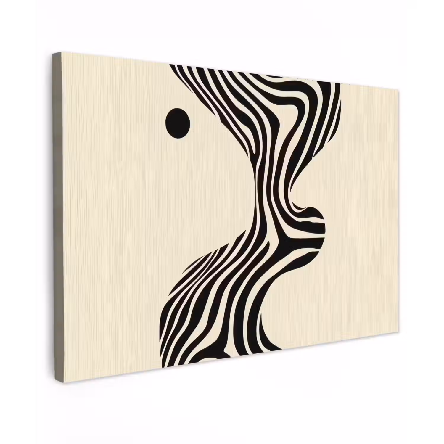 Beige - Lijnen - Golvend - Abstract Tuinposter op houten frame 2 cm dik klein -3d