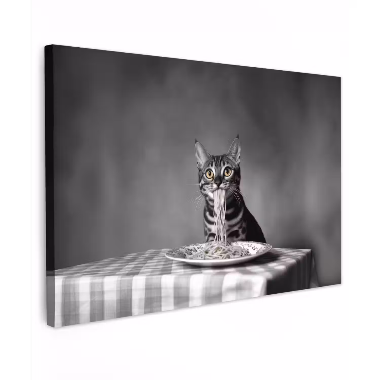 Bengaal - Kat - Tafelkleed - Zwart - Wit - Dier Tuinposter op houten frame 2 cm dik klein -3d